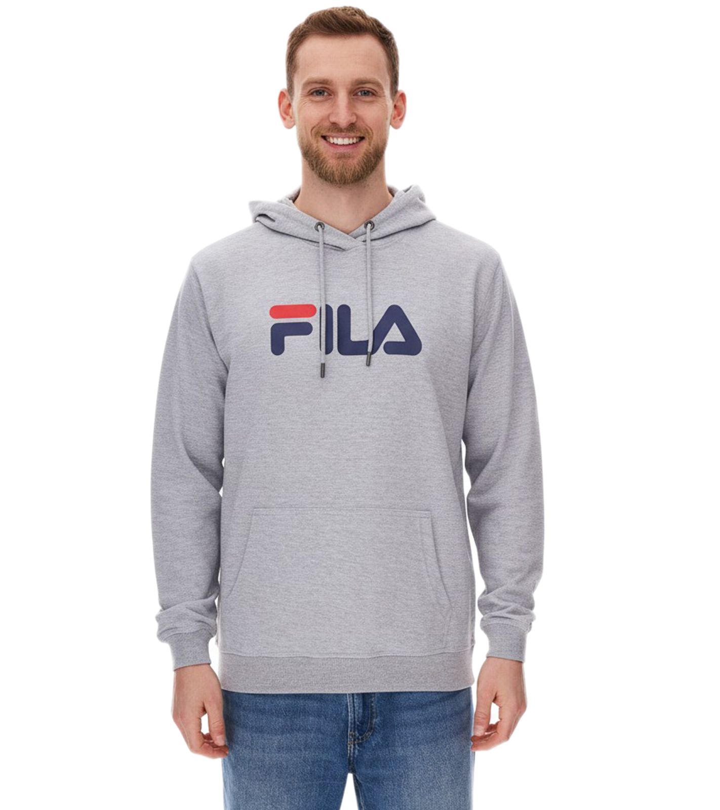 FILA Barumini Herren Hoodie Kapuzen-Pullover Pulli Sweater Baumwoll-Sweatshirt FAU0068-80000 Grau-Meliert