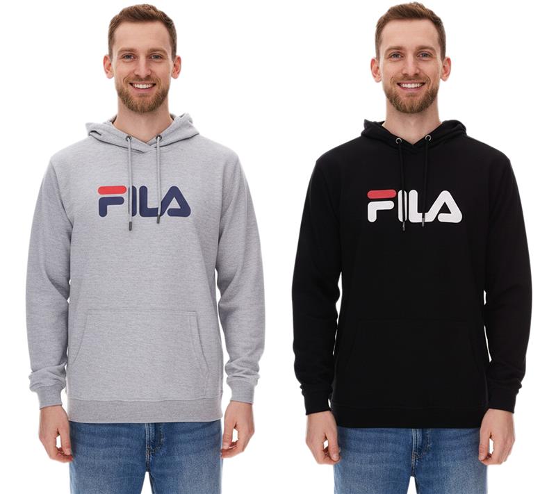 FILA Barumini Hoodie Herren Kapuzen-Pullover Pulli Sweater Baumwoll-Sweatshirt FAU0068 Schwarz oder Grau