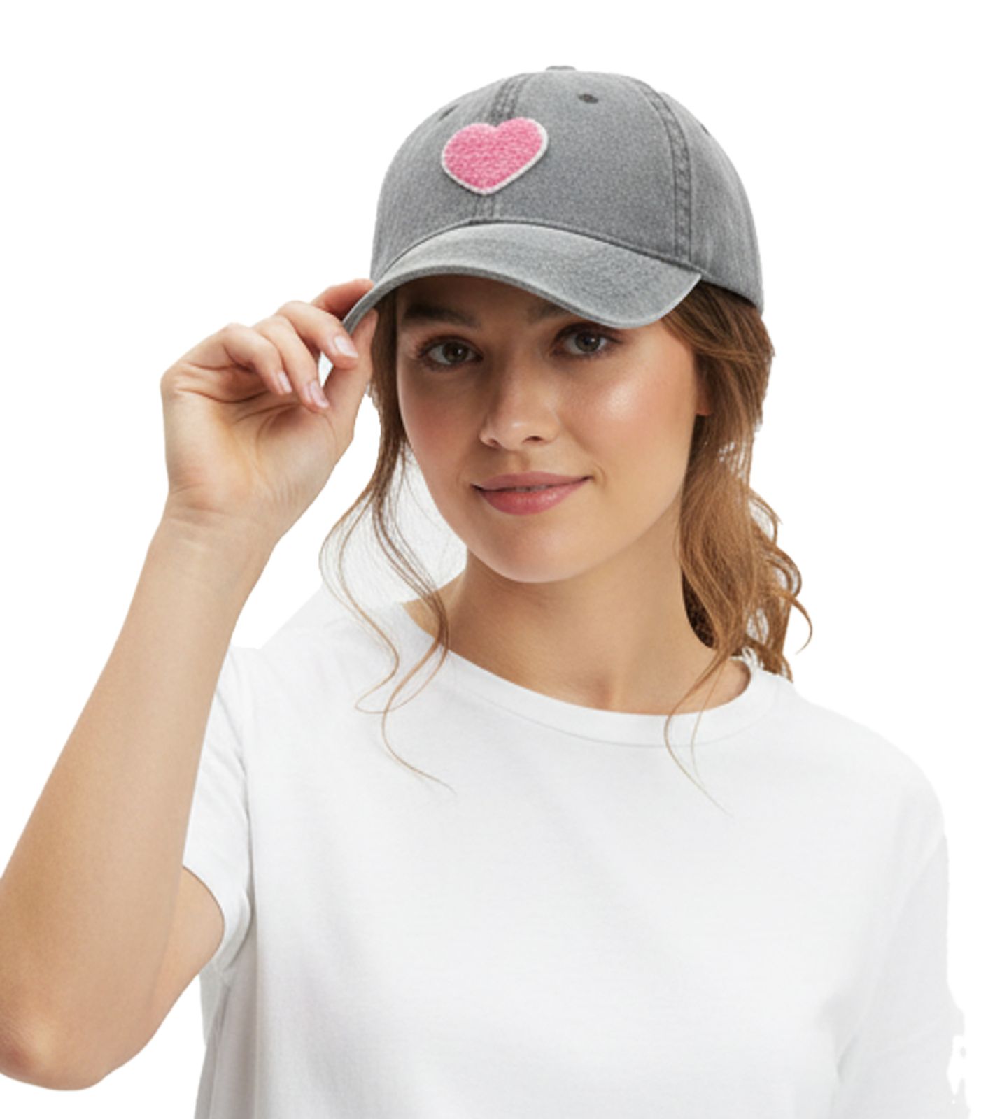 flauschige ZWILLINGSHERZ Herz Classic Base-Cap mit Plüsch-Herz Baumwoll-Cap justierbare Cappy Schirm-Mütze 4603M K25358-4 Army-Green