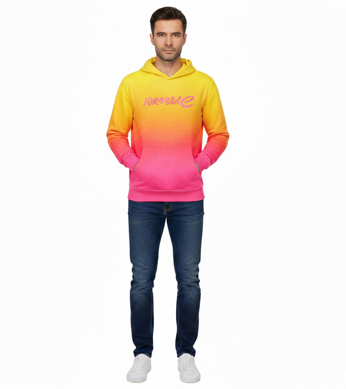 Formula E Herren Kapuzen-Pullover Hoodie Sweat-Pullover Baumwoll-Pullover Langarm-Shirt 701223586 001 Gelb/Rosa