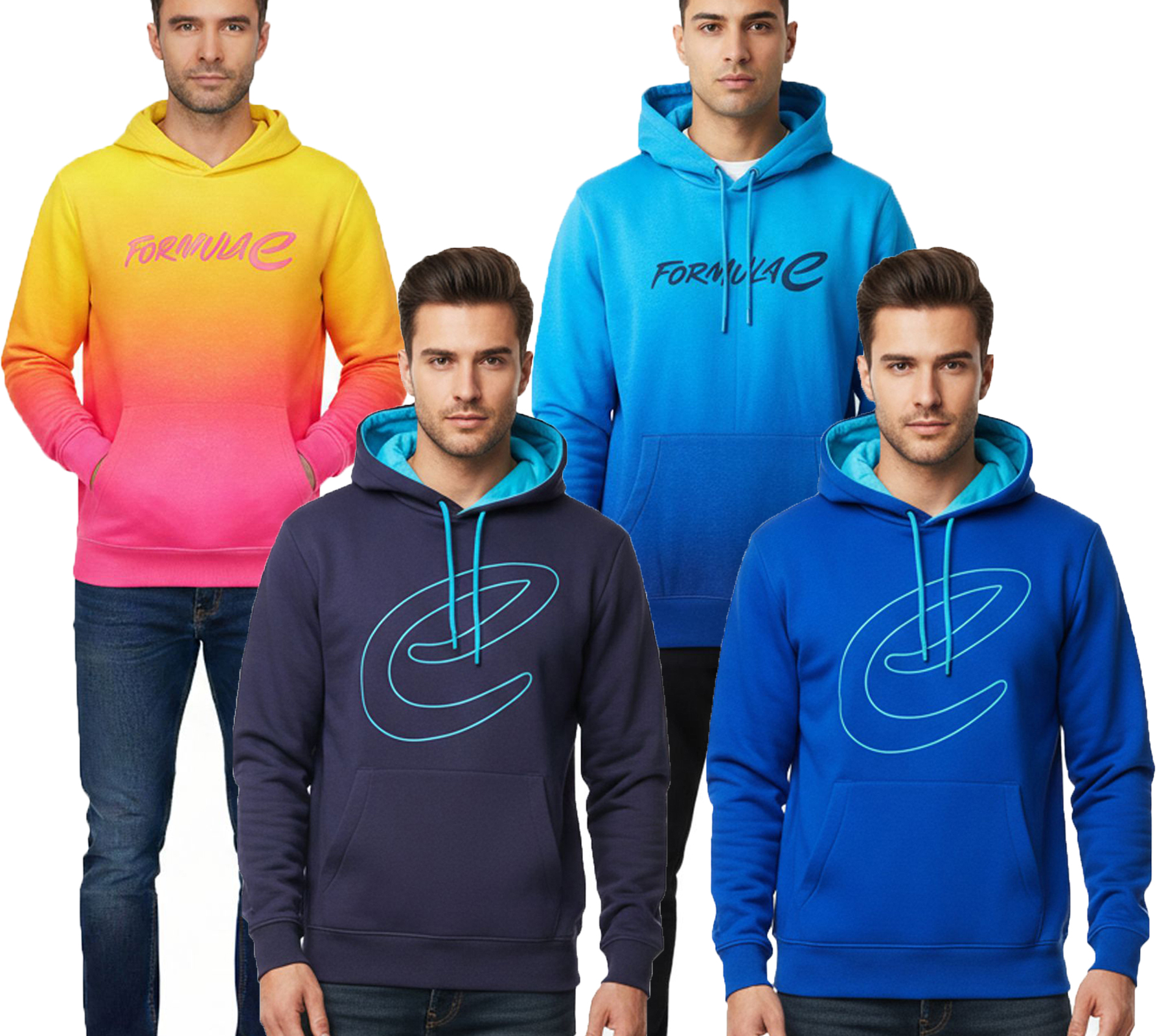 Formula E Herren Kapuzen-Pullover Hoodie Sweat-Pullover Langarm-Shirt Motorsport Baumwoll-Fan-Artikel Blau oder Bunt