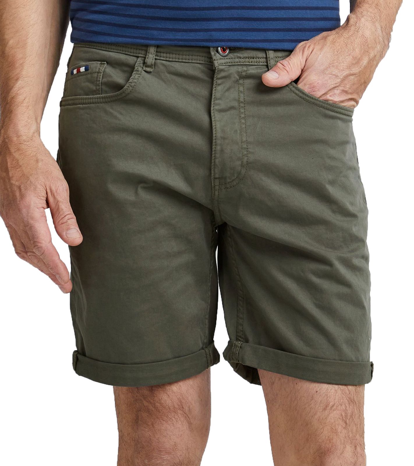 FQ1924 Josh Herren Freizeit-Bermuda Shorts Baumwoll-Hose mit Krempelsaum kurze Hose 21900320 180515 Olive