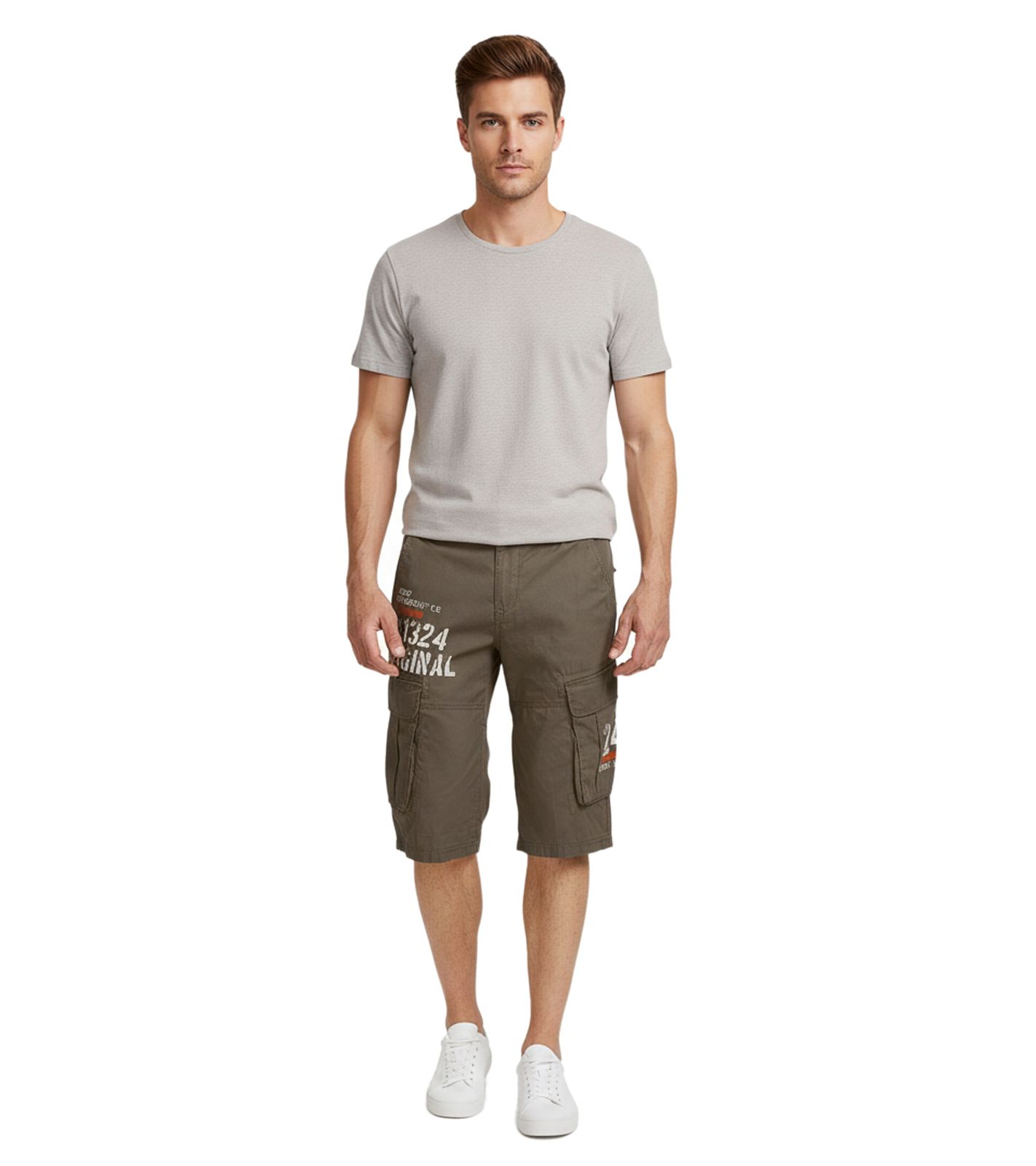 FQ1924 Mael Herren Freizeit-Bermuda Cargo-Shorts Baumwoll-Hose Sommer-Hose 21900196 180515 Olive