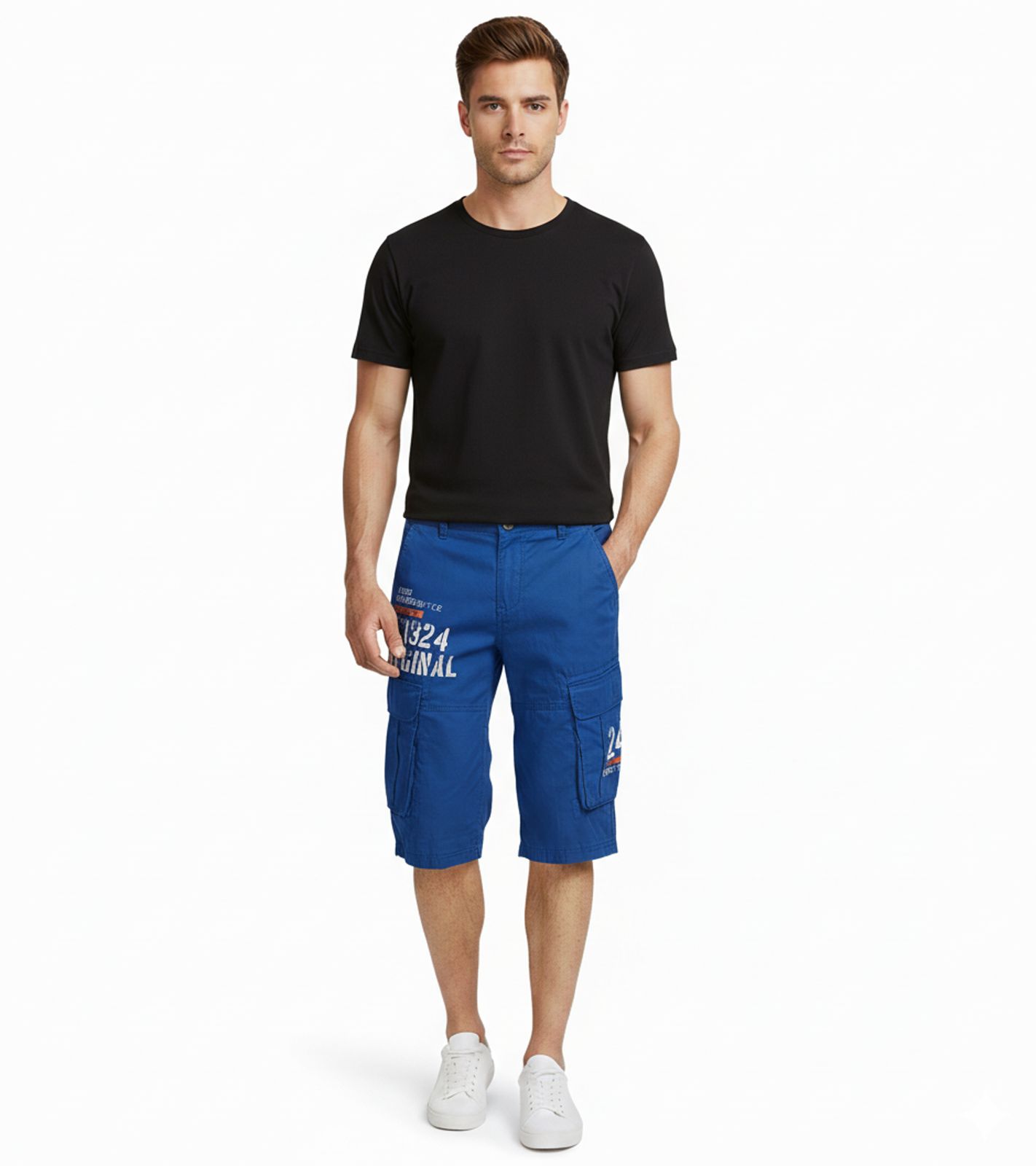 FQ1924 Mael Herren Freizeit-Bermuda Cargo-Shorts Baumwoll-Hose Sommer-Hose 21900196 181018 Blau