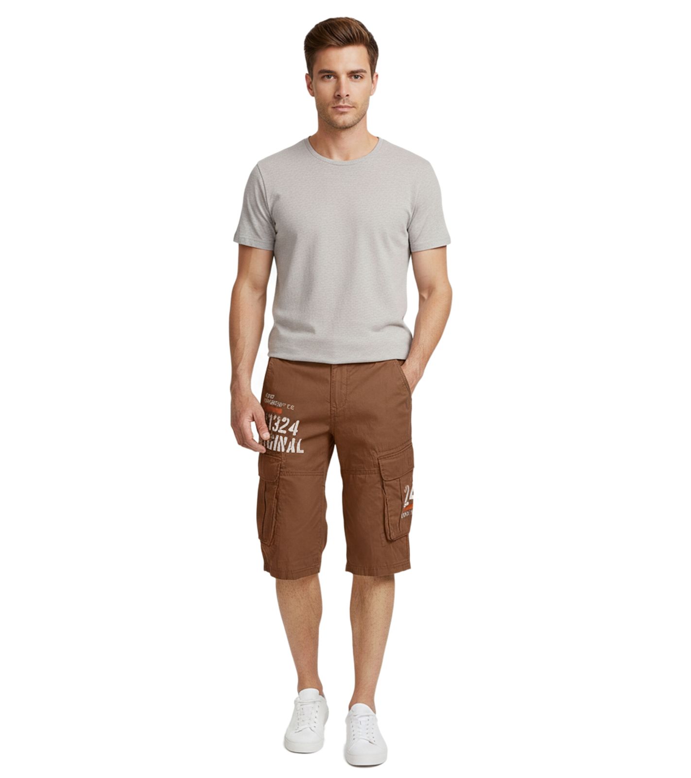 FQ1924 Mael Herren Freizeit-Bermuda Cargo-Shorts Baumwoll-Hose Sommer-Hose 21900196 181018 Braun