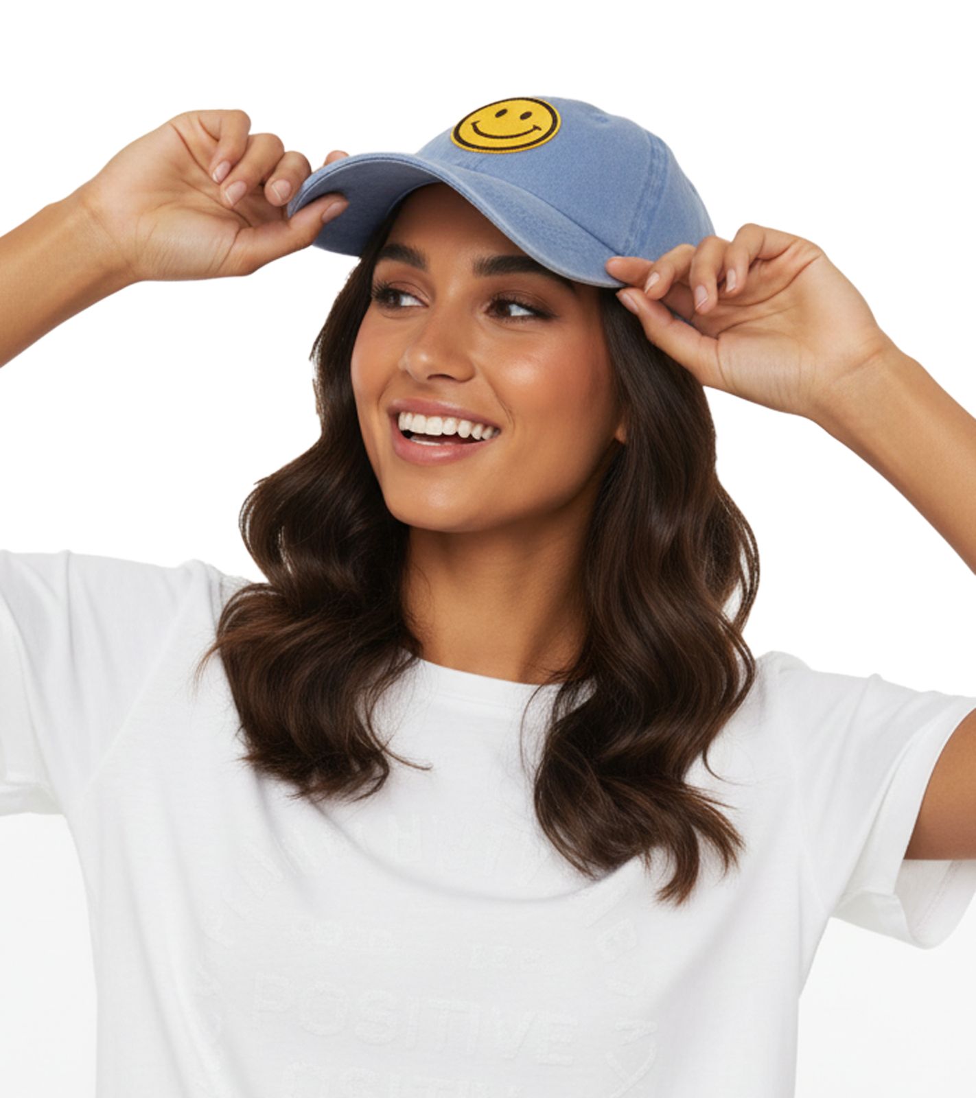 freche ZWILLINGSHERZ Smiley Classic Base-Cap mit Smiley-Patch Baumwoll-Cap justierbare Cappy Schirm-Mütze 4603M K258209 Hellblau
