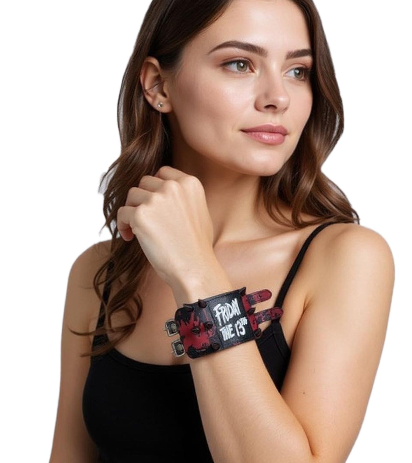 Friday the 13th Rockband mit Metall-Spitzen Fan-Artikel Arm-Schmuck WB104747FTT3 Schwarz