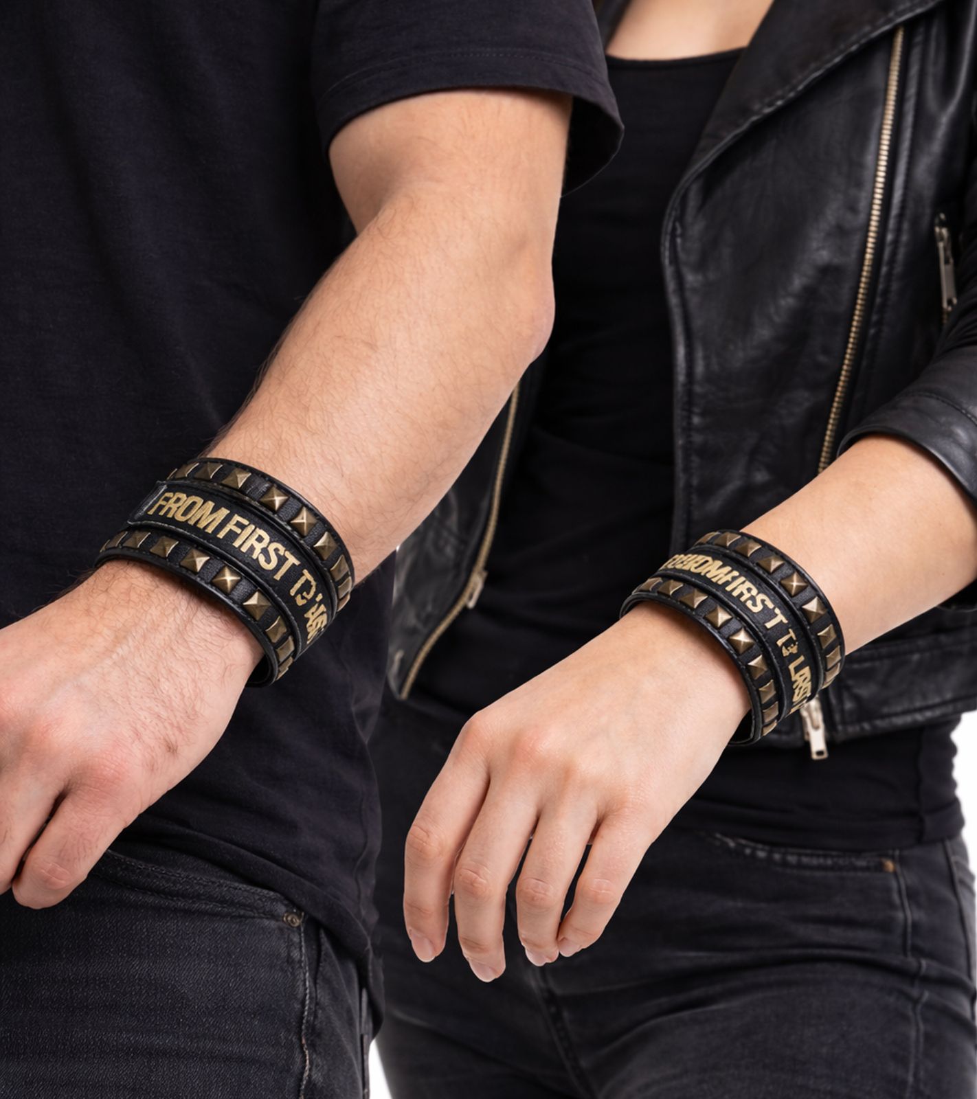 From First to Last Armband mit Metall-Nieten Fan-Artikel Arm-Schmuck WB106307FTL3 Schwarz