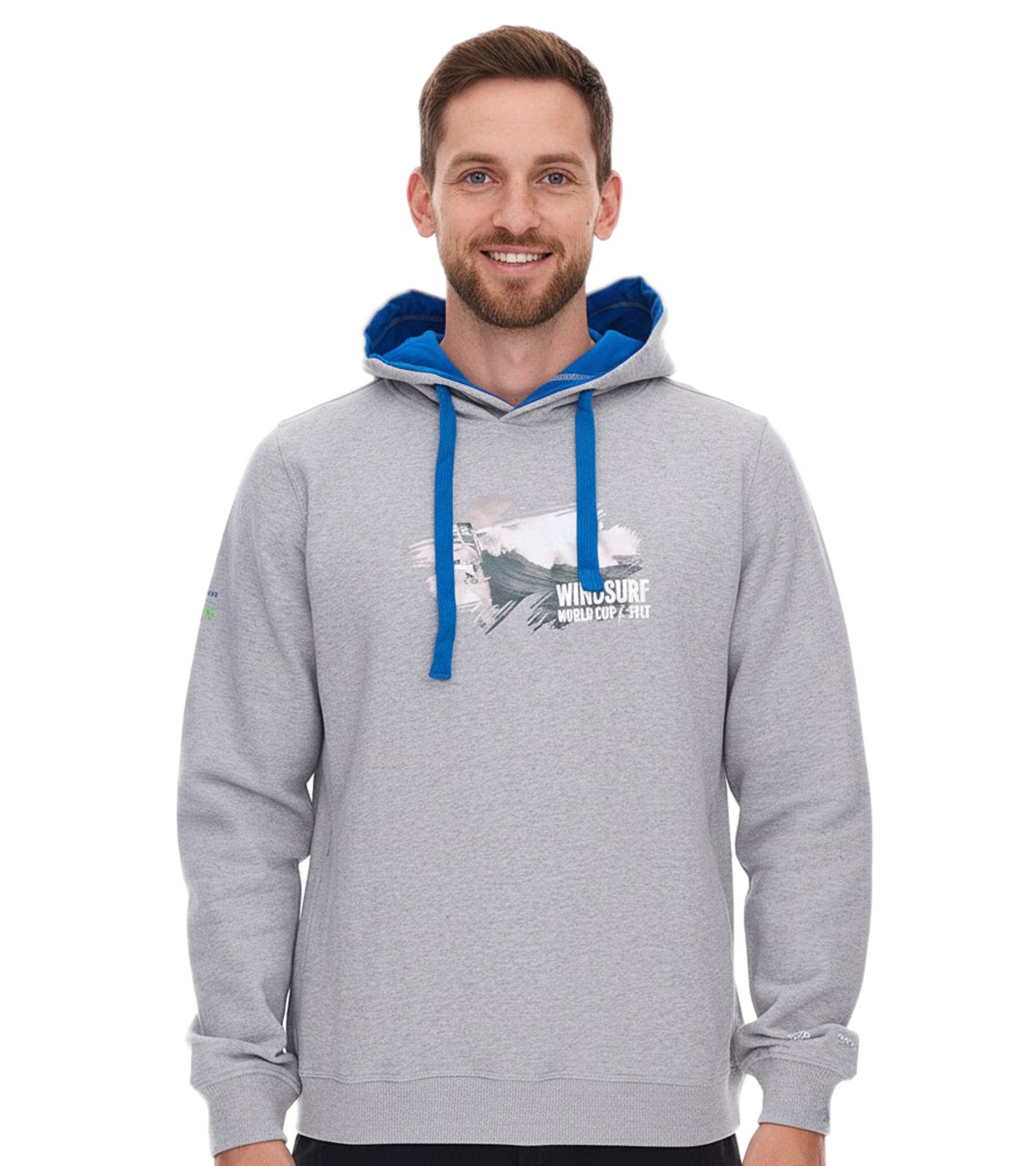 green SYLT "WINDSURF WORLD CUP SYLT " Baumwoll-Hoodie Langarm für Herren mit Prints 0100-010 Grau