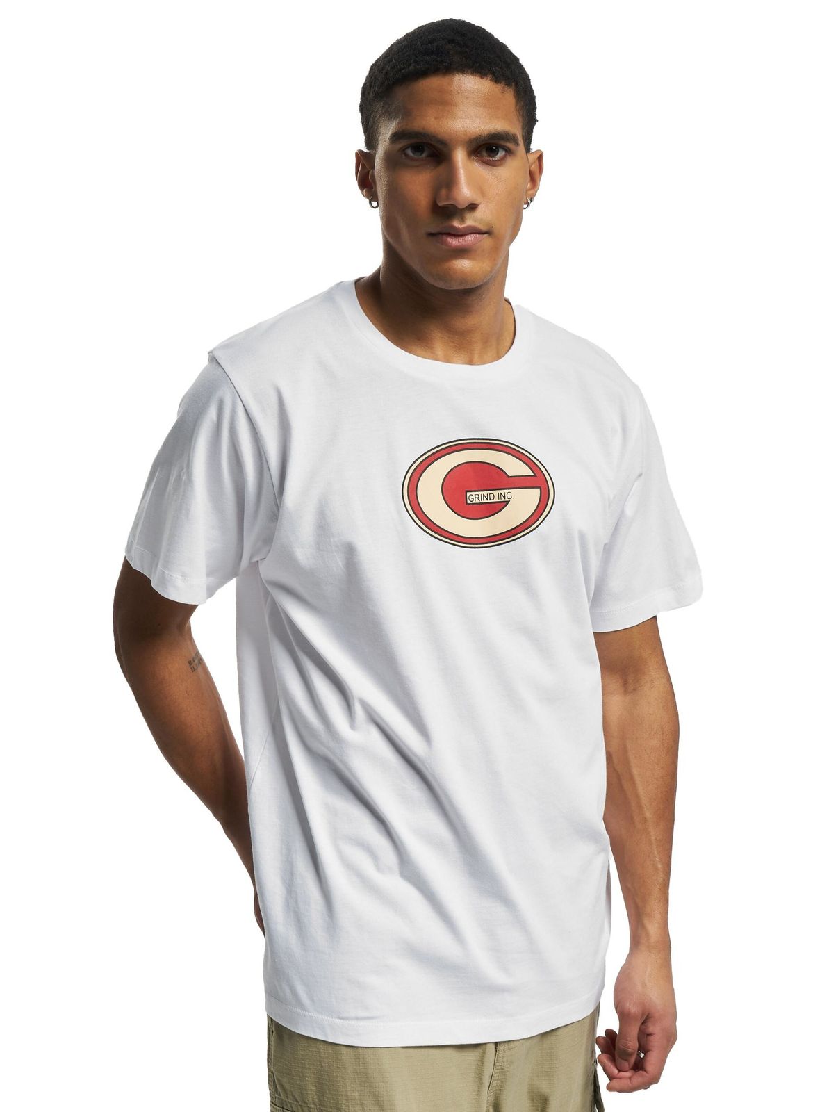 GRIND Inc Sport Logo R-Ausschnitt T-Shirt weiß