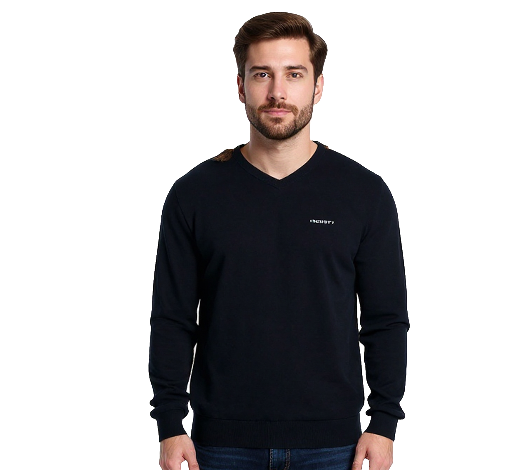 HACKETT LONDON GOLF Herren Baumwoll-Pullover Strick-Pullover mit V-Ausschnitt Langarm-Shirt HMX500F Schwarz