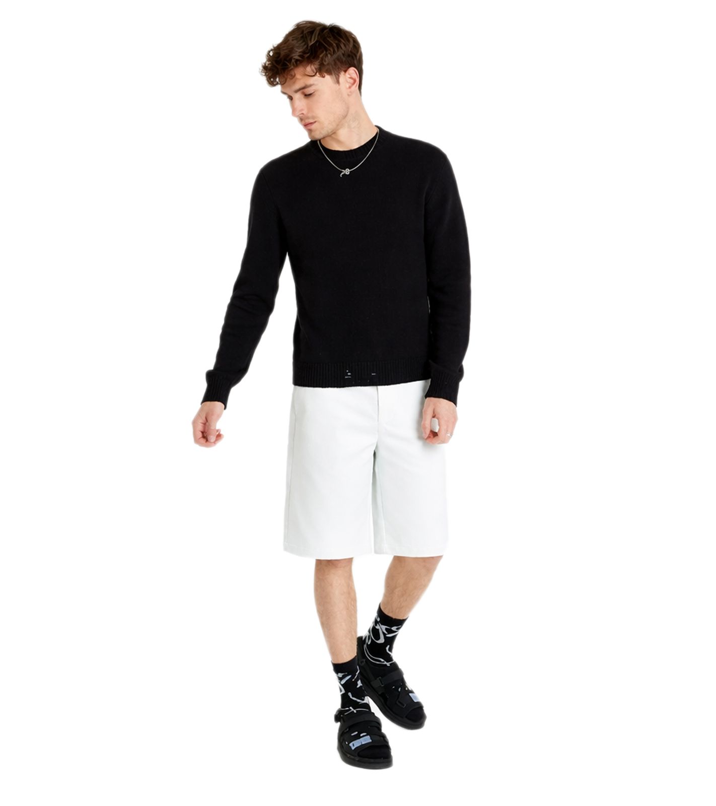 Han Kjøbenhavn Herren Sweatshirt Klassisches Rundhals-Pullover im Used-Look urbaner Streetwear-Style Schwarz