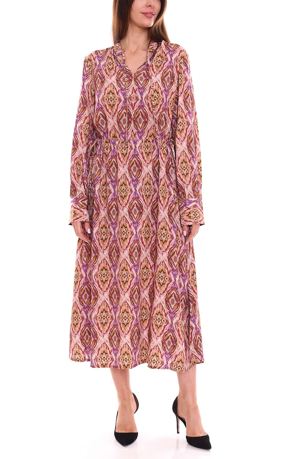 HECHTER PARIS Damen Midi-Kleid modisches Sommer-Kleid mit Allover-Muster 20490940 Bunt