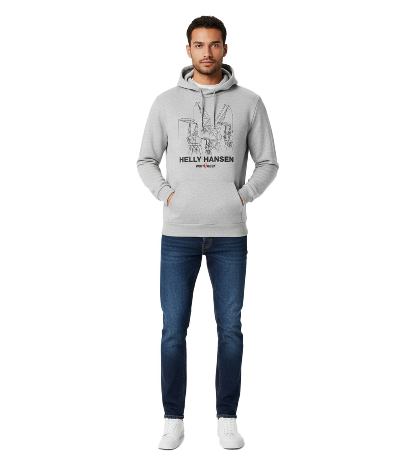Helly Hansen Manchester Graphic Herren Hoodie Baumwoll-Pullover mit Kapuze 300 g/m² Sweat-Pullover 78380 970 Grau