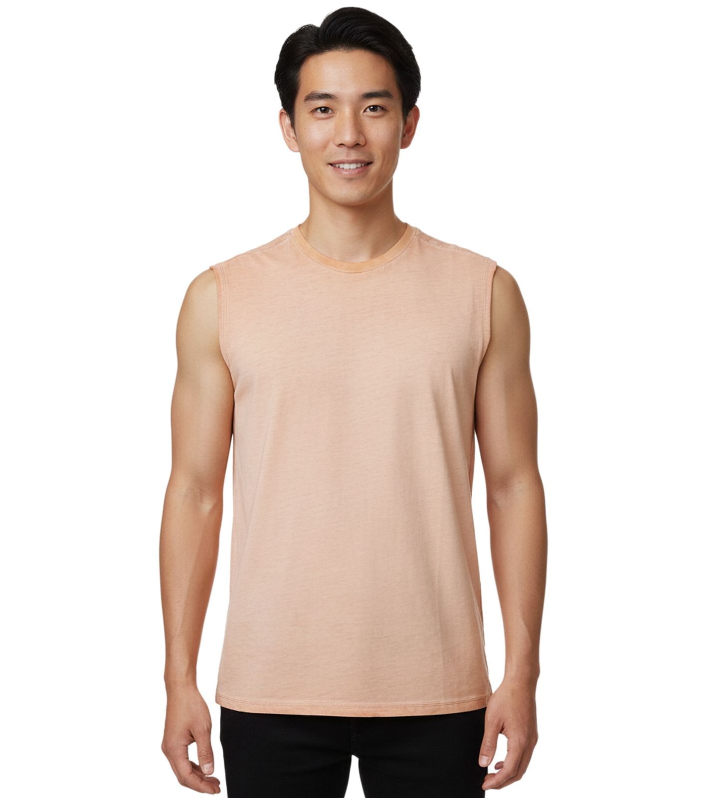 Herren Tank-Top Kurzarm-Shirt schlichtes Sommer Top Baumwoll-Shirt R-15286 Hell-Orange