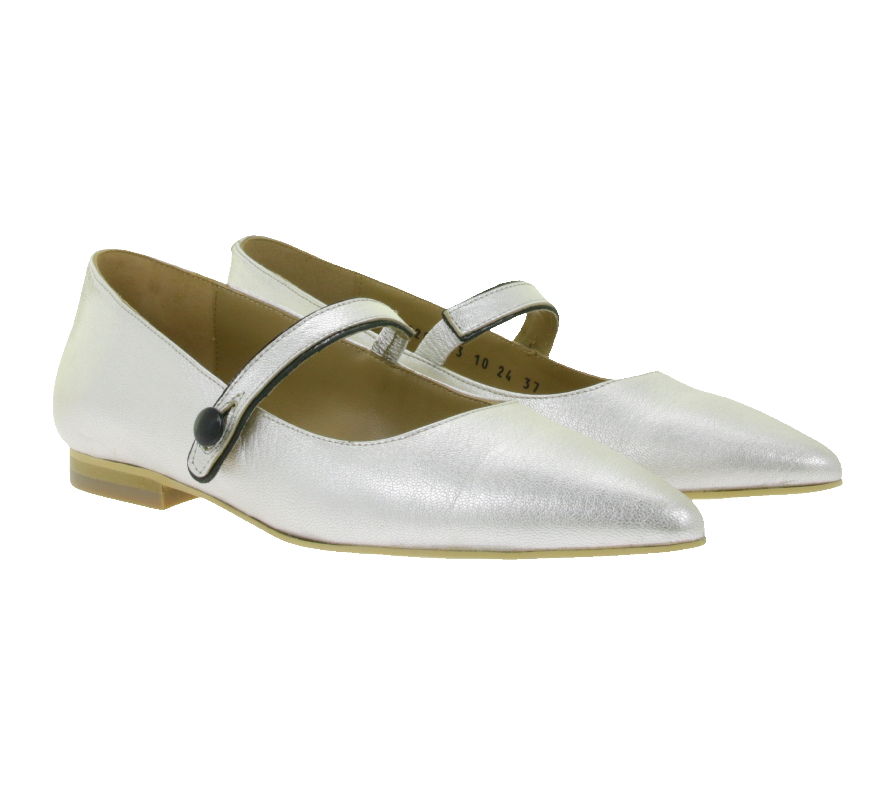 Hochwertige Damen FLY London Ballerinas Made in Portugal mit gepolsteter Decksohle Halb-Schuhe P145265 003 Silber