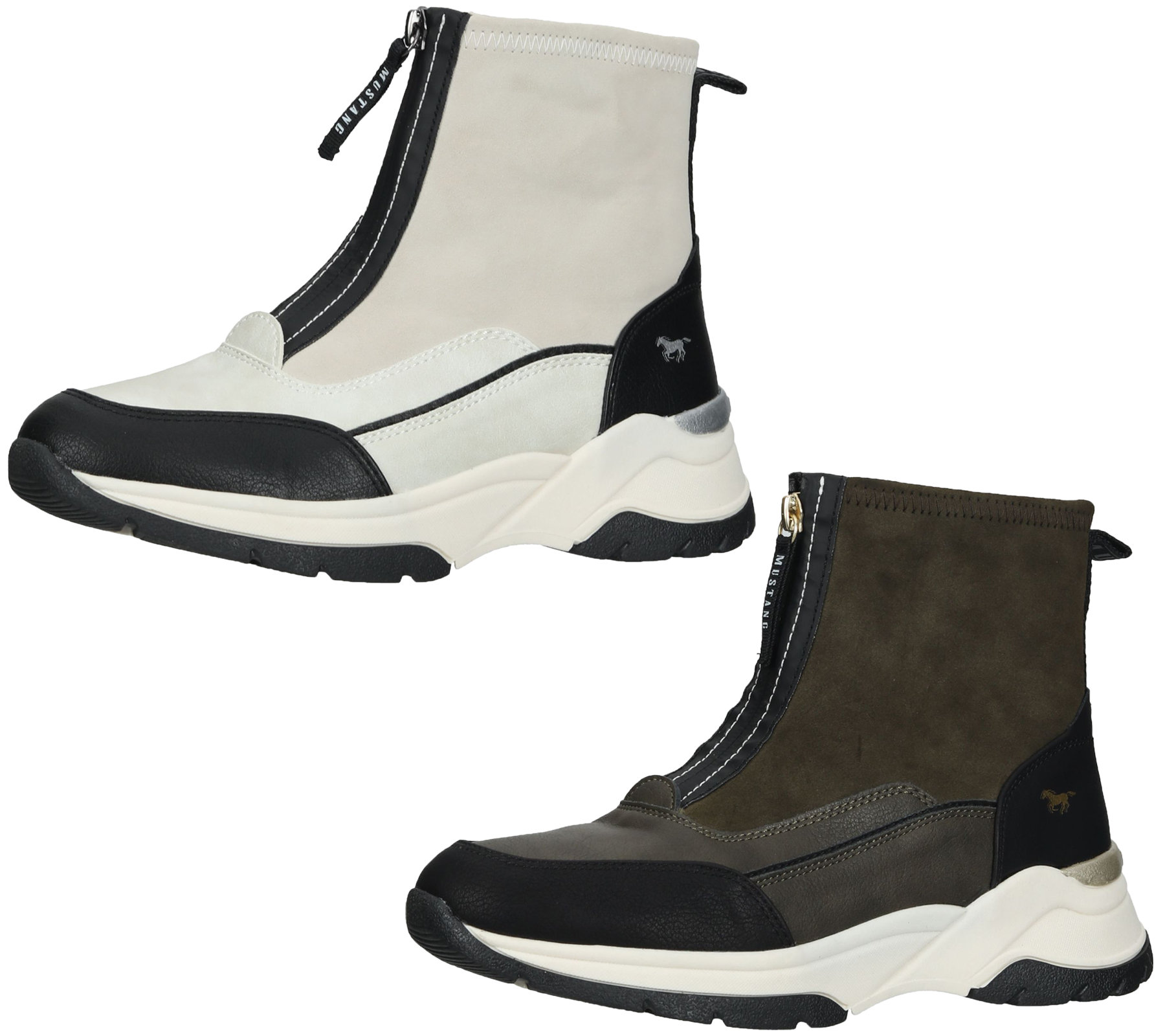 Hochwertige MUSTANG Stiefelette Winter-Boots für Damen mit Reißverschluss 1438-501 Grün oder Weiß