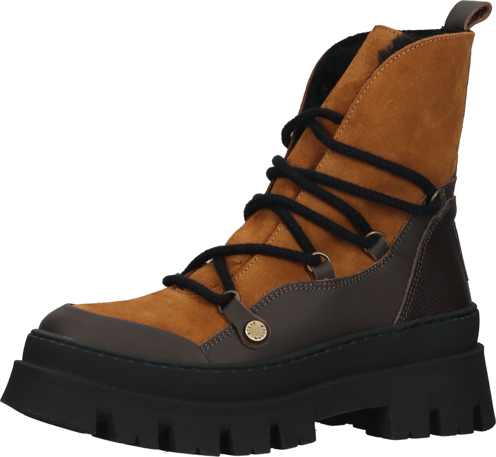 Hochwertige Steve Madden Stiefelette Schnürschuhe für Damen Fuzzy SM11002208-CDB Braun