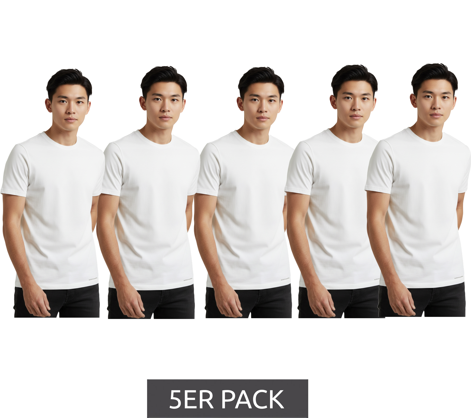 Hochwertiges 5er Pack SCOTCH & SODA Crew Neck Herren T-Shirt Basic-Shirt Unterziehshirt Baumwoll-Shirt SSFA25M2312806 100 Weiß
