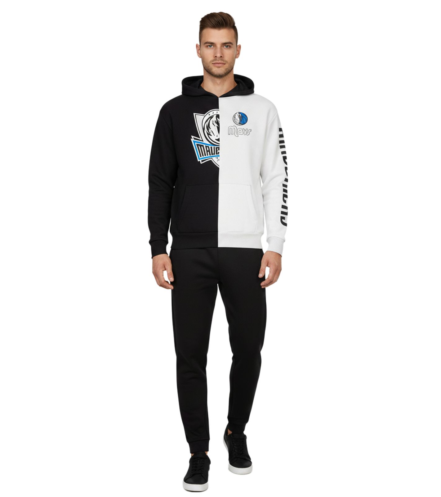 Hollister X NBA Dallas Mavericks Herren Hoodie mit Team-Logo Print Baumwoll-Pullover 322-221-1590-125 Weiß/Schwarz