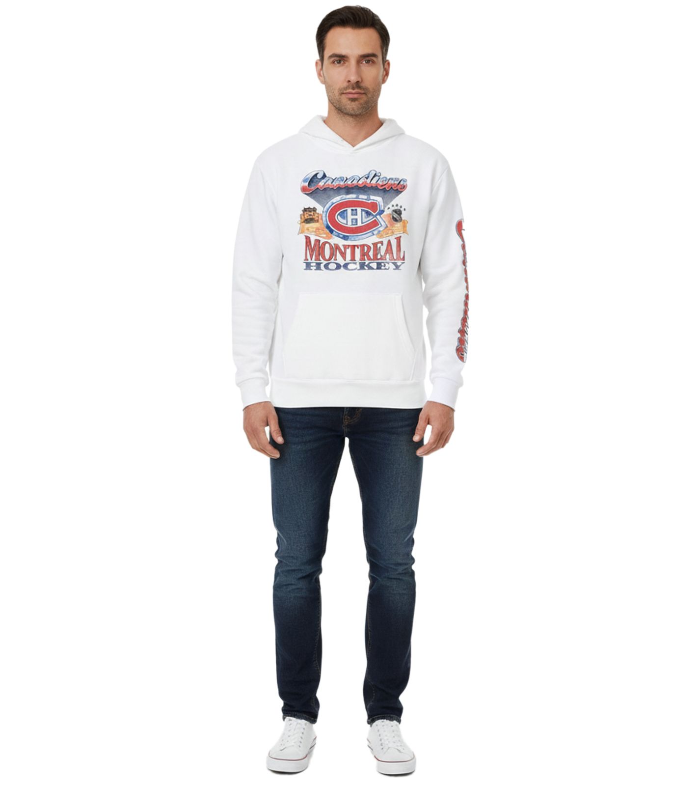 Hollister X NHL Montreal Canadiens Herren Hoodie mit Team-Logo-Print Baumwoll-Pullover 322-221-1606-100 Weiß