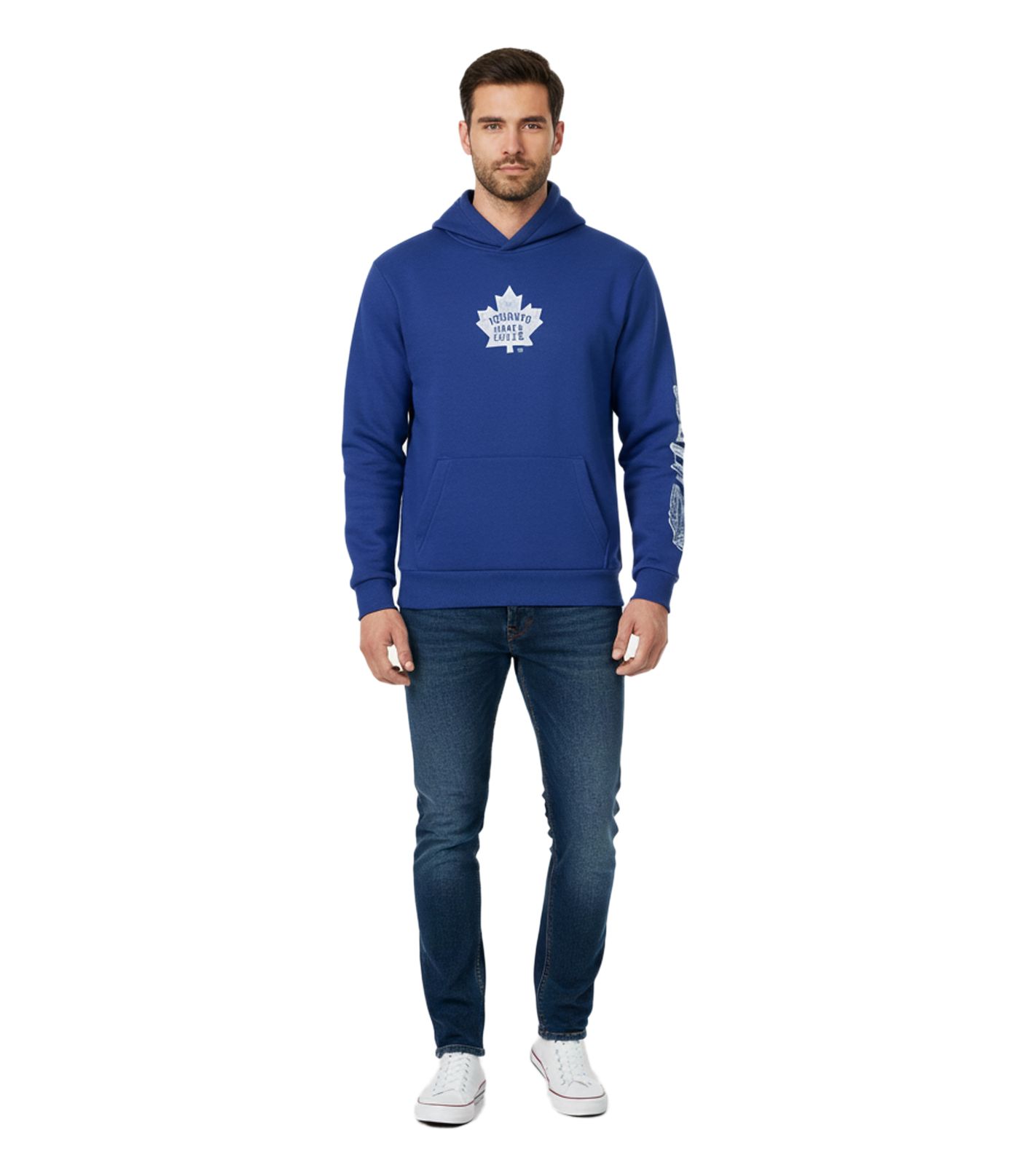 Hollister X NHL Toronto Mapple Leafs Herren Hoodie mit Team-Logo-Print Baumwoll-Pullover 322-221-1606-220 Blau