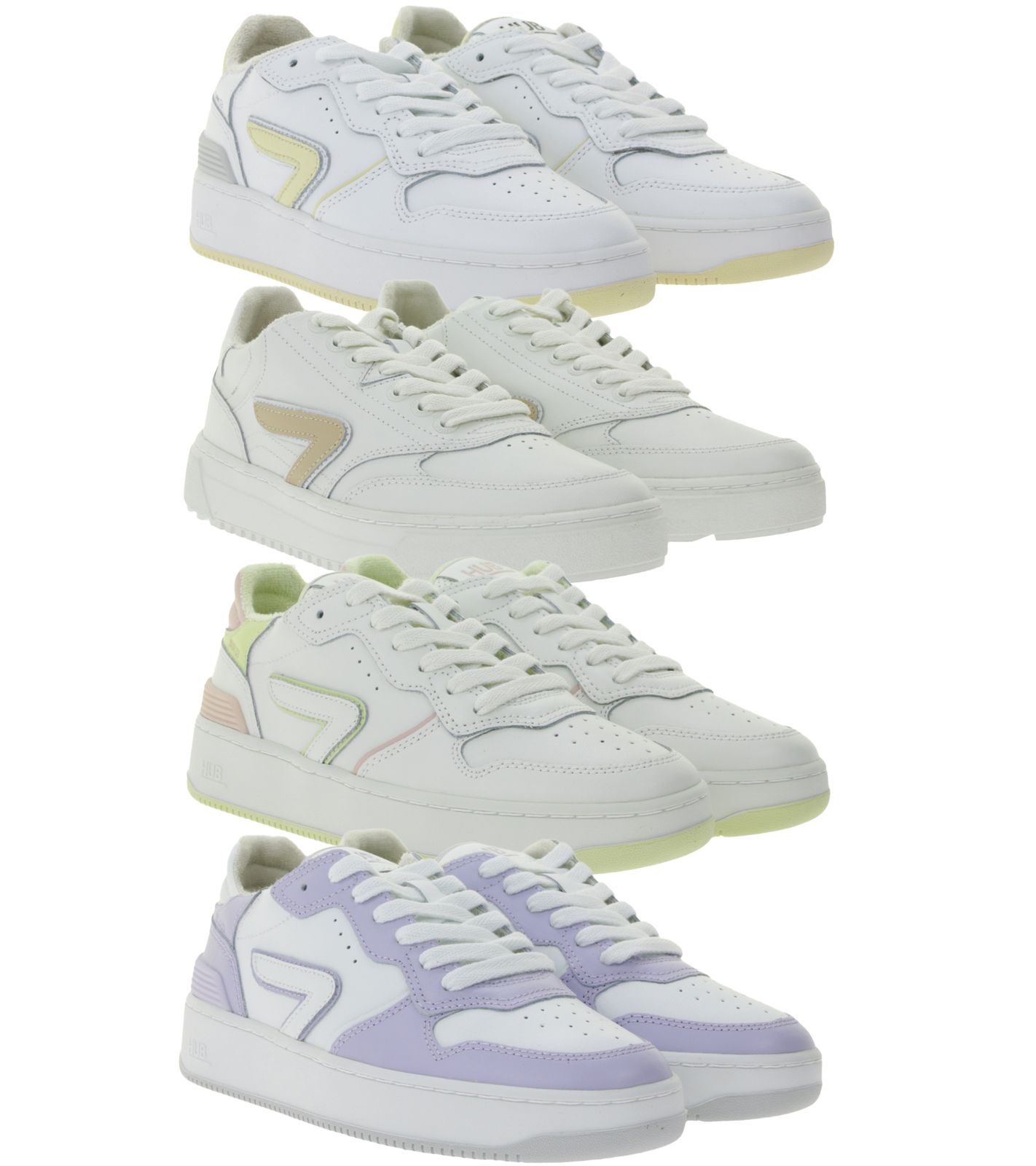 HUB Damen Sneaker mit Terry-Fütterung Echtleder-Schuhe W5008L31-L10 Smash L31 oder W6409L31-L10 Duke in Weiß