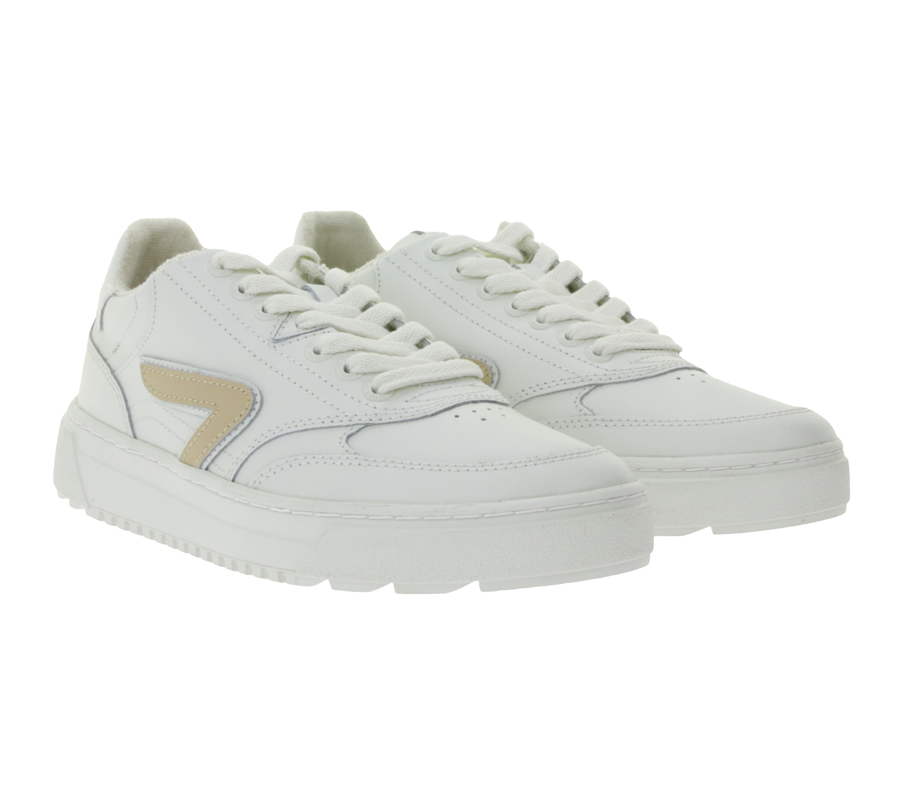 HUB Duke Damen Sneaker mit Terry-Fütterung Echtleder-Schuhe W50008L31-L10-947 Weiß/Beige