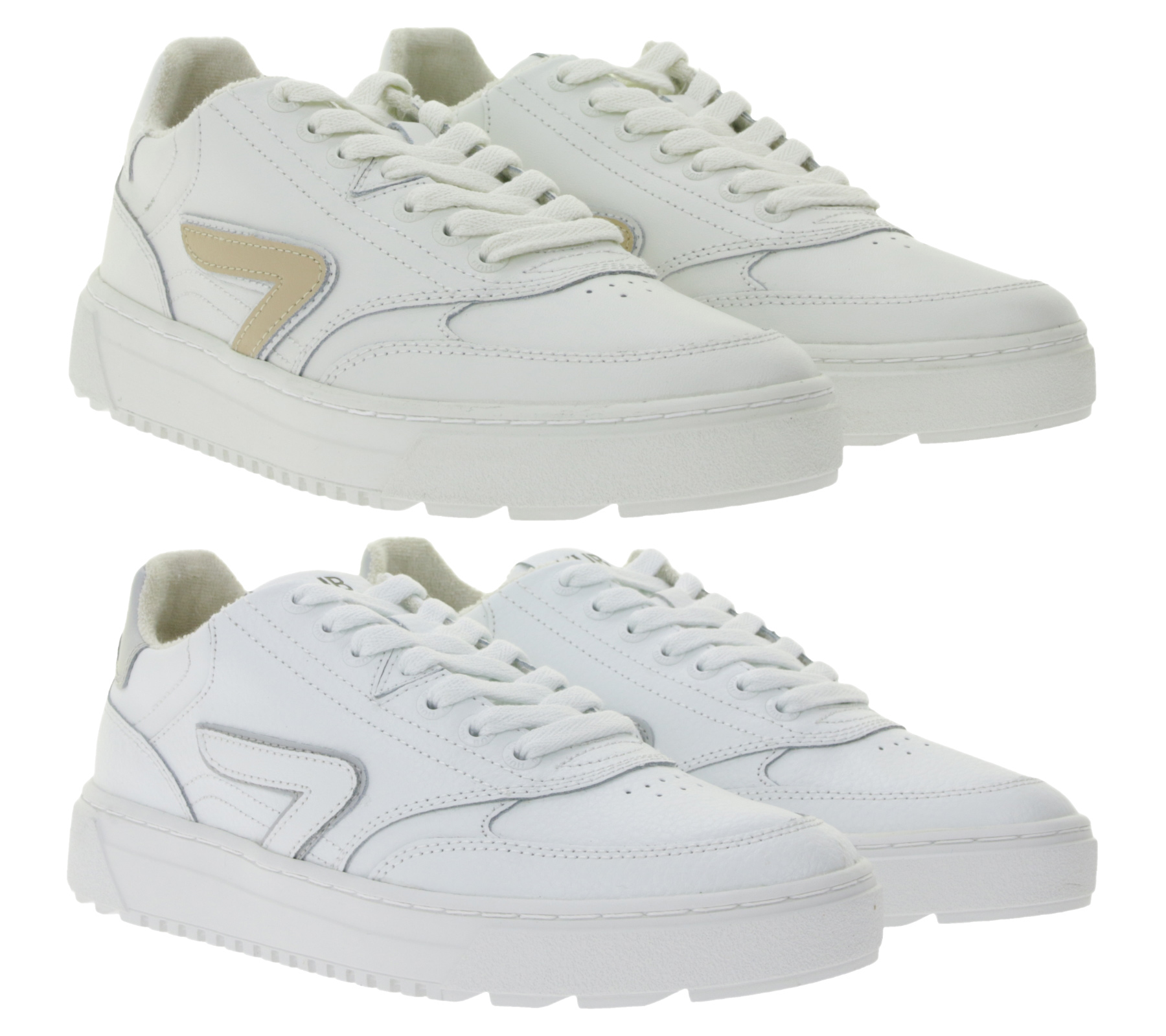 HUB Duke Damen Sneaker mit Terry-Fütterung Echtleder-Schuhe W50008L31-L10 in Weiß/Beige oder Weiß/Grau