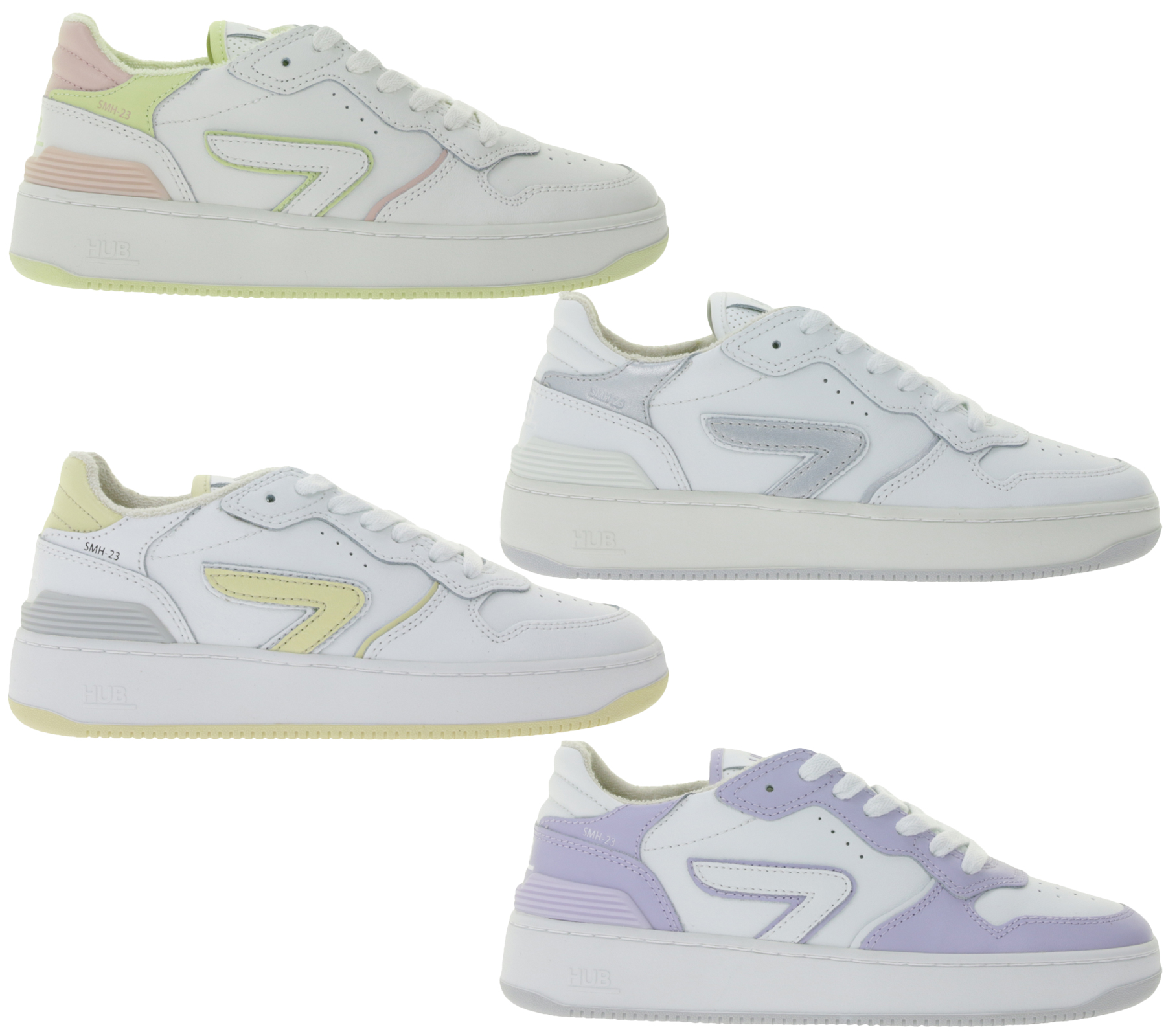 HUB Smash L31 Damen Sneaker mit Terry-Fütterung Echtleder-Schuhe Turn-Schuhe W5008L31-L10 Weiß
