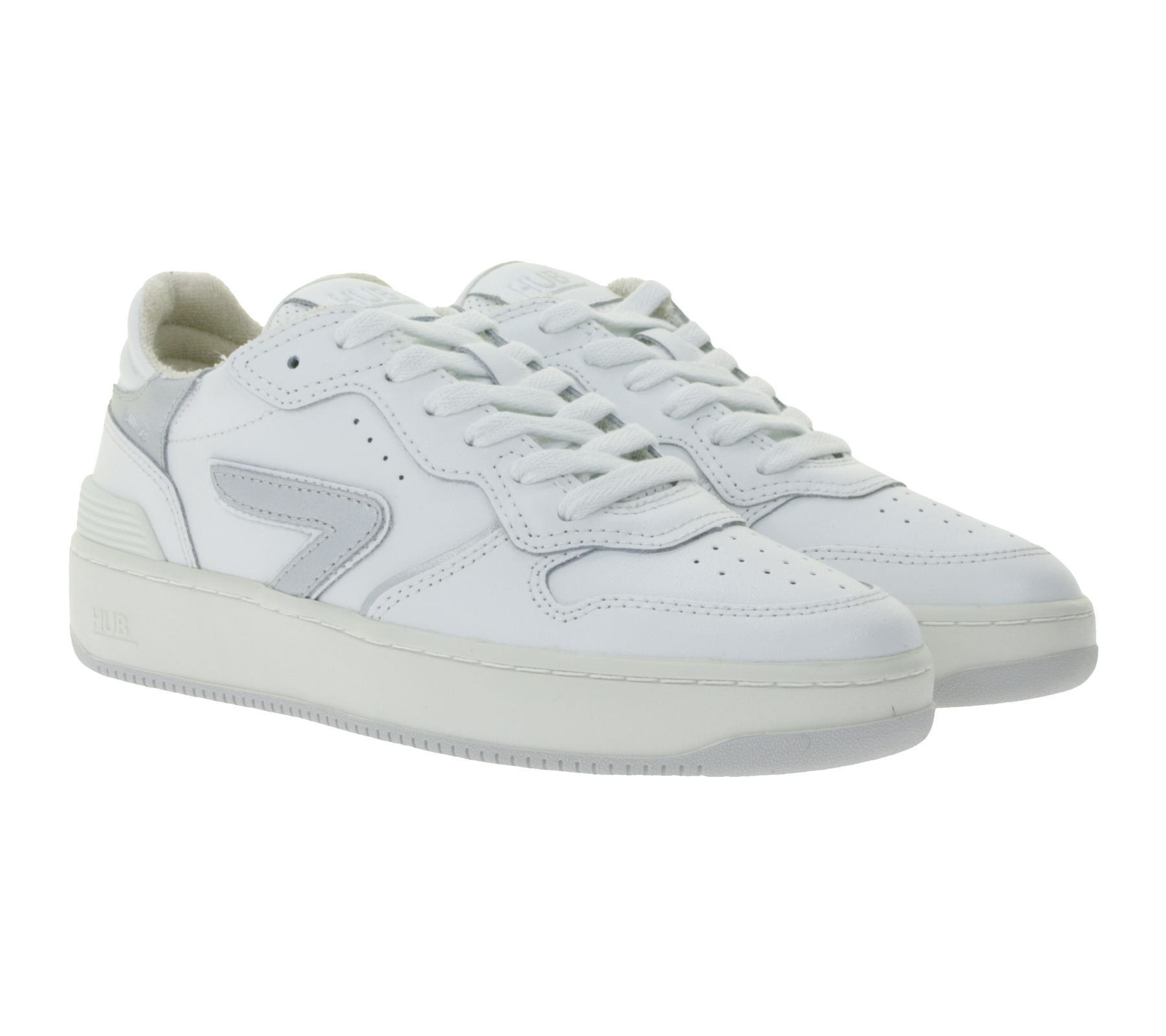 HUB Smash L31 Damen Sneaker mit Terry-Fütterung Echtleder-Schuhe W5008L31-L10-945 Weiß/Silber