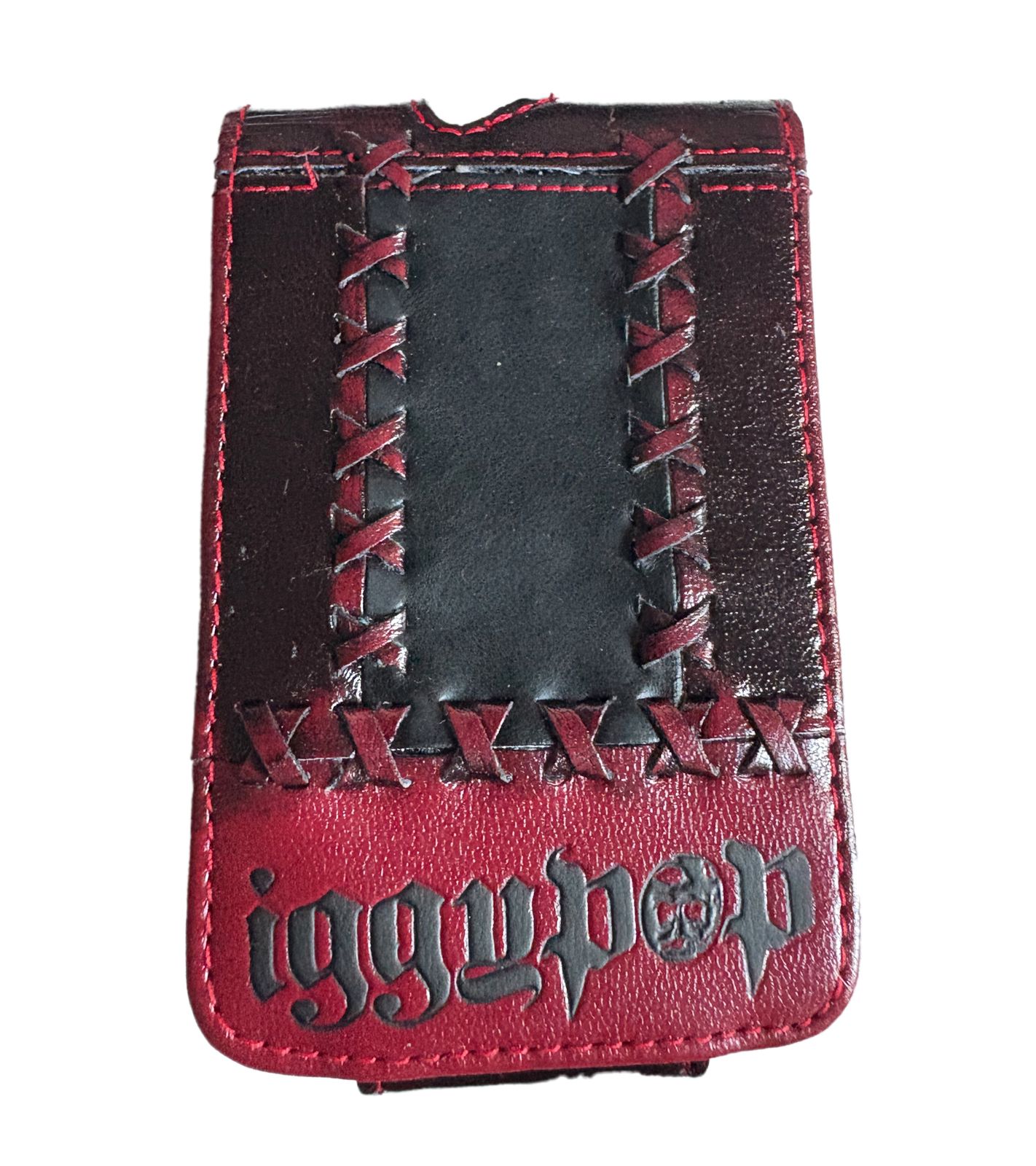 Iggy Pop MP3-Player-Hülle mit Klettverschluss iPod-Player 11x7x1,5 cm MP3-Schutz Fan-Zubehör Schwarz/Rot