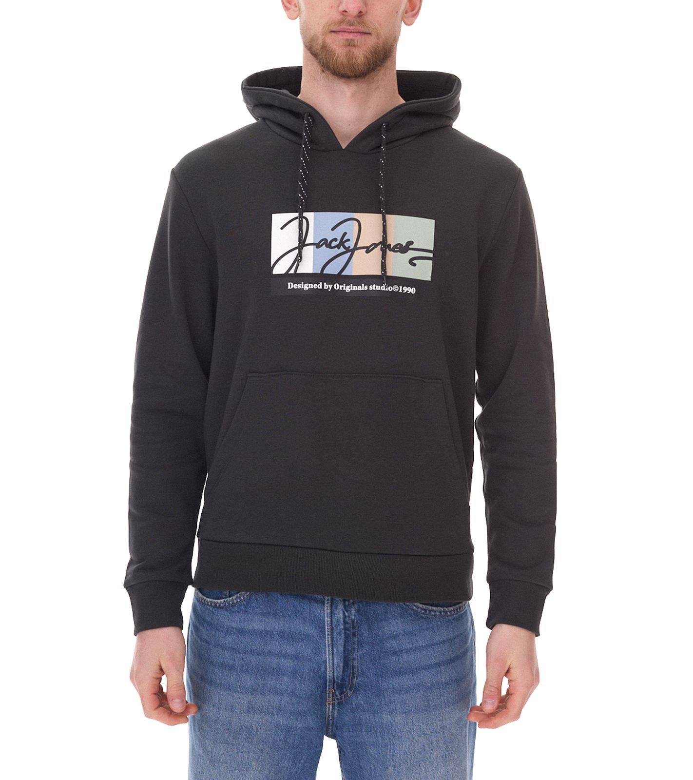 JACK & JONES Herren Kapuzen-Pullover mit Baumwollanteil Langarm-Shirt mit farblichen Akzenten 12262421 Grün