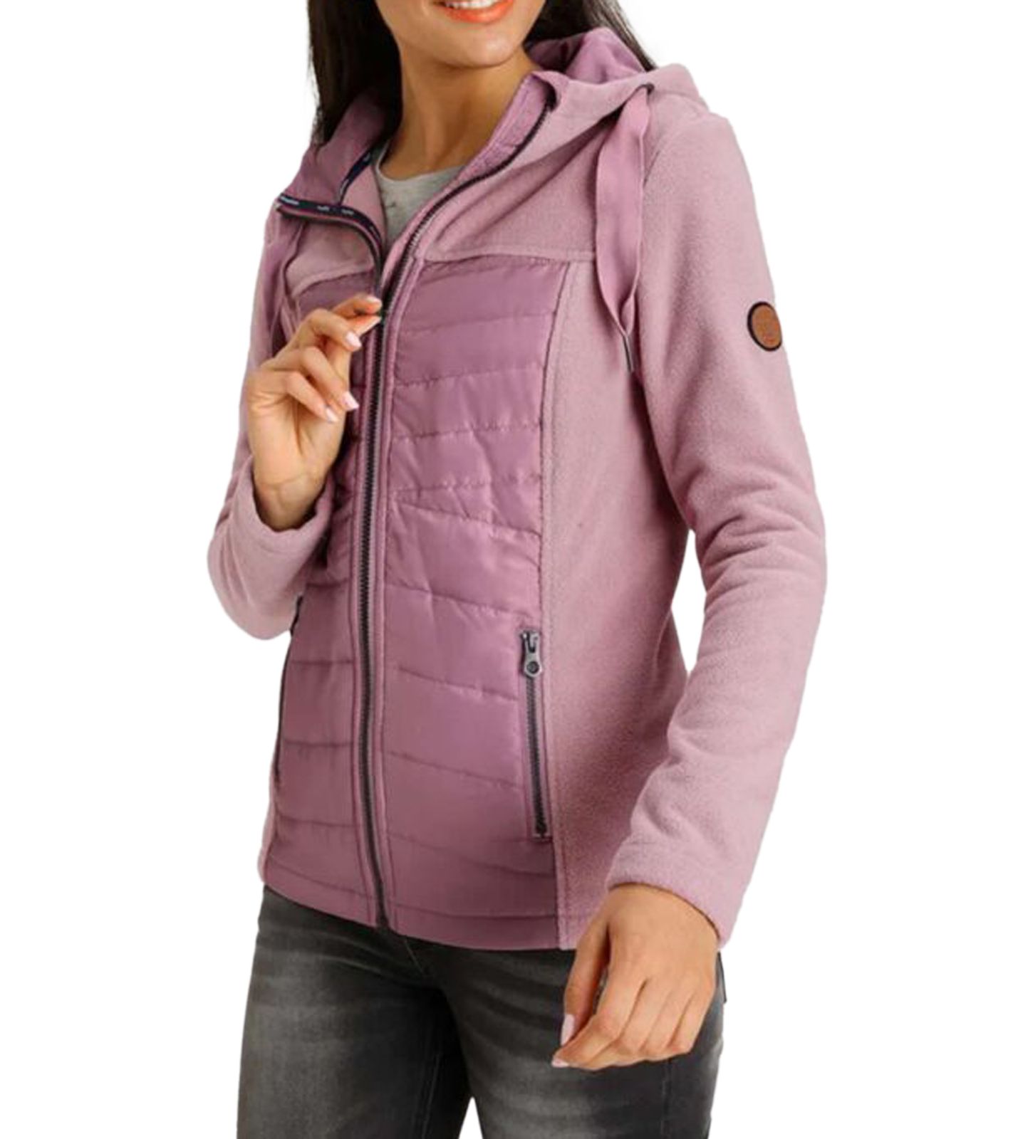 KangaROOS Damen Fleece-Jacke nachhaltige Steppjacke mit Kapuze Übergangs-Jacke 49600062 Rosa
