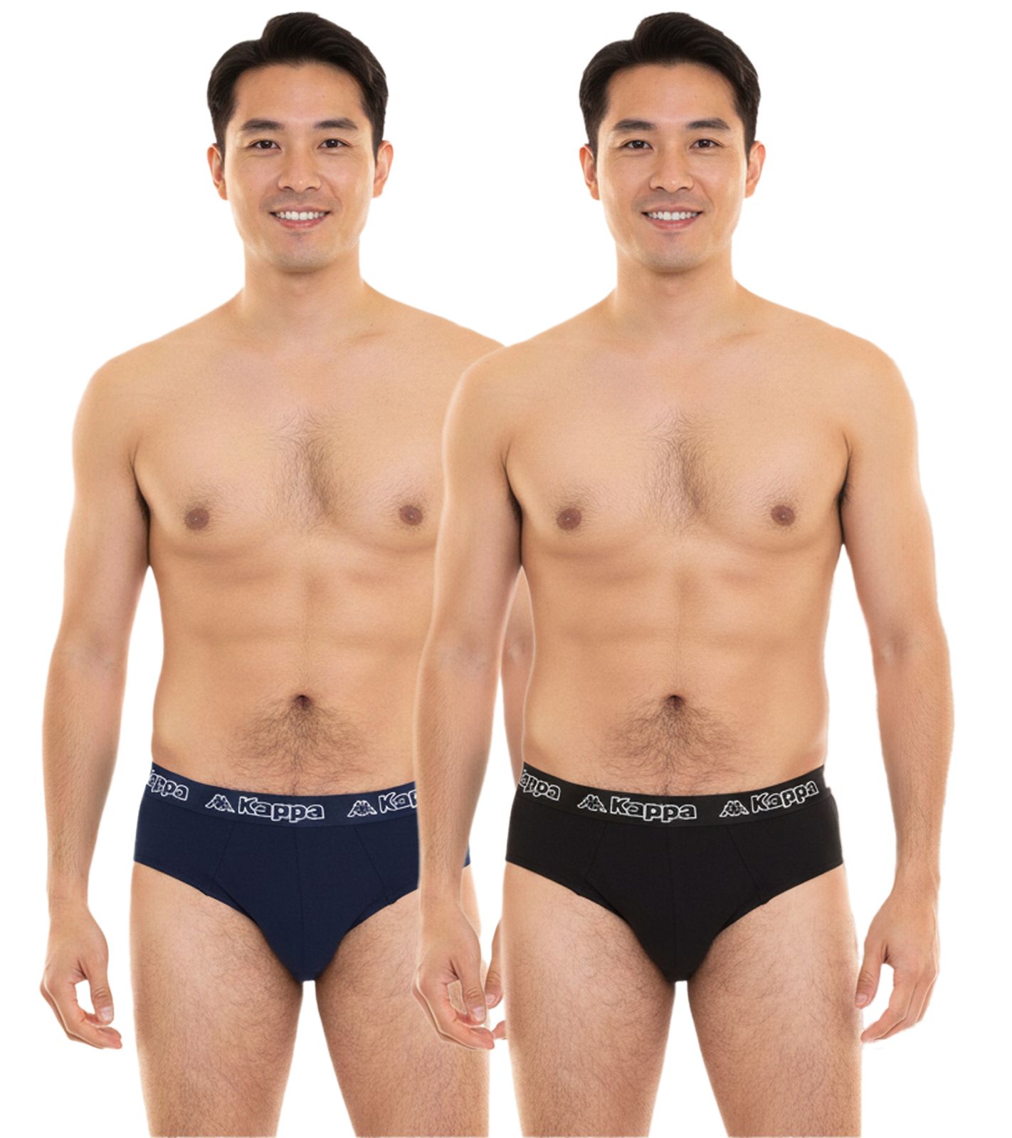 Kappa Herren Slip mit Baumwoll-Stretch Unterwäsche mit Logobund Unterhose 711167 Schwarz, Blau oder Grau