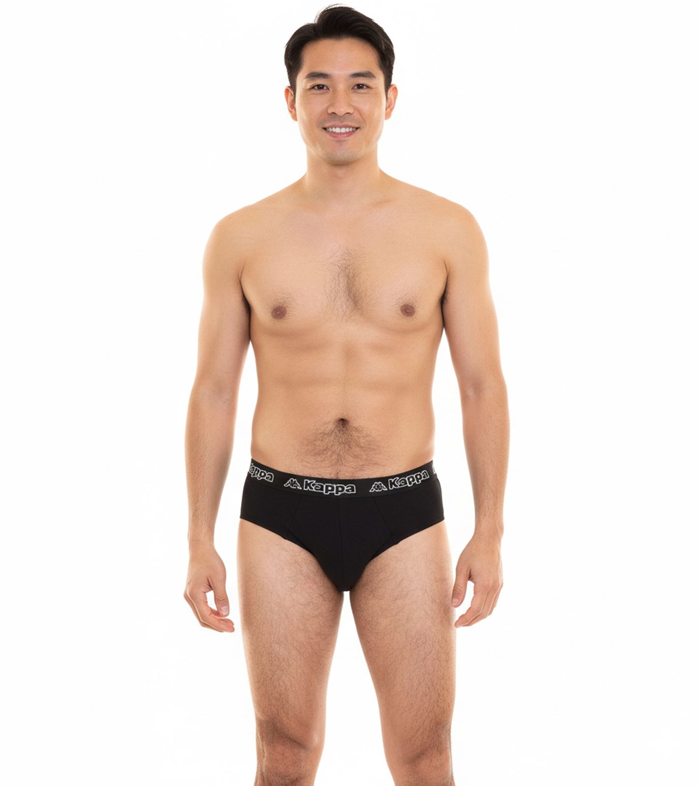 Kappa Herren Slip mit Baumwoll-Stretch Unterwäsche mit Logobund Unterhose 711167 Schwarz