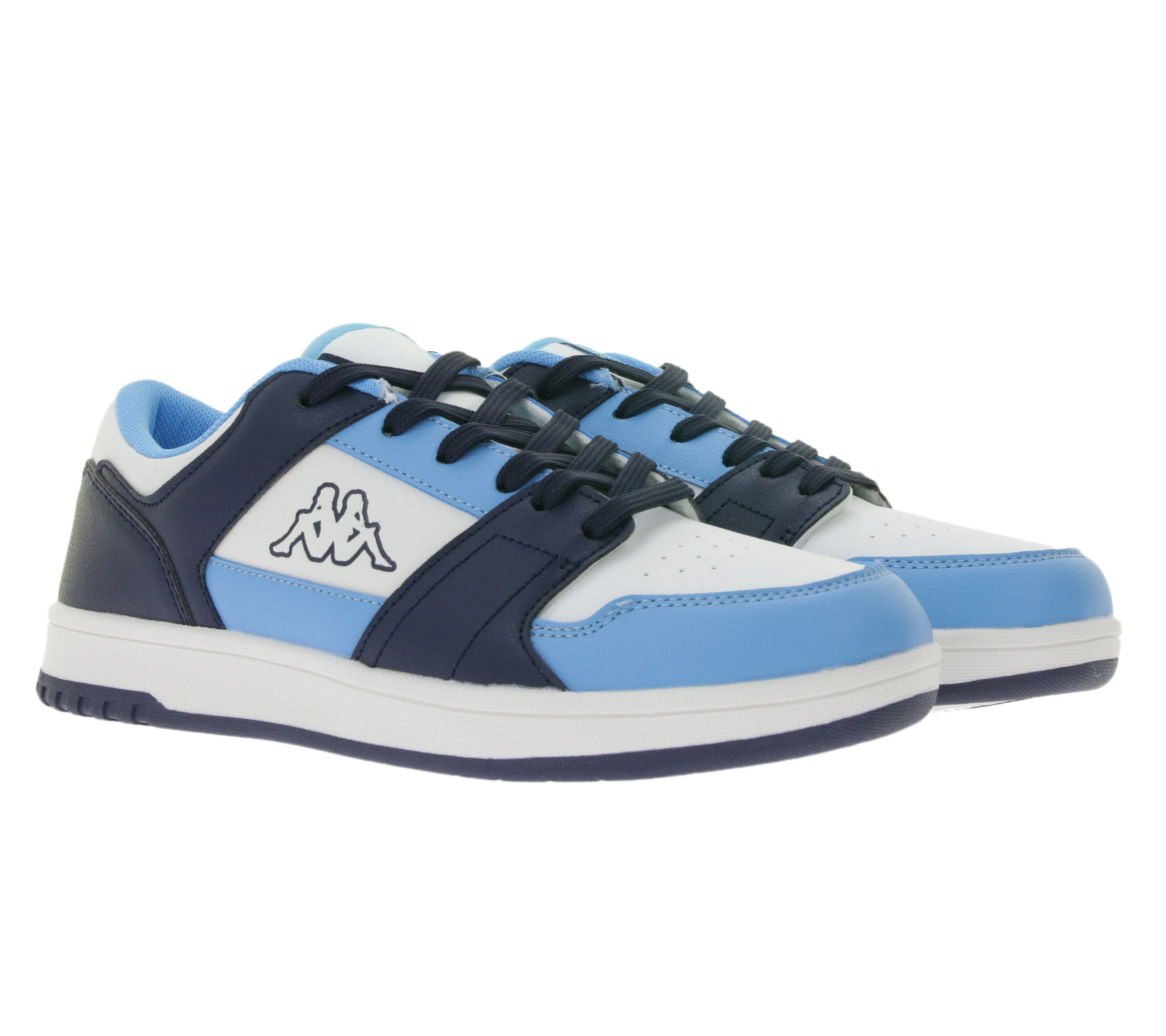 Kappa Kinder Alltags-Sneaker Damen Freizeit-Schuhe Schnür-Schuhe Trainings-Schuhe 381U1NW Hellblau/Dunkelblau/Weiß