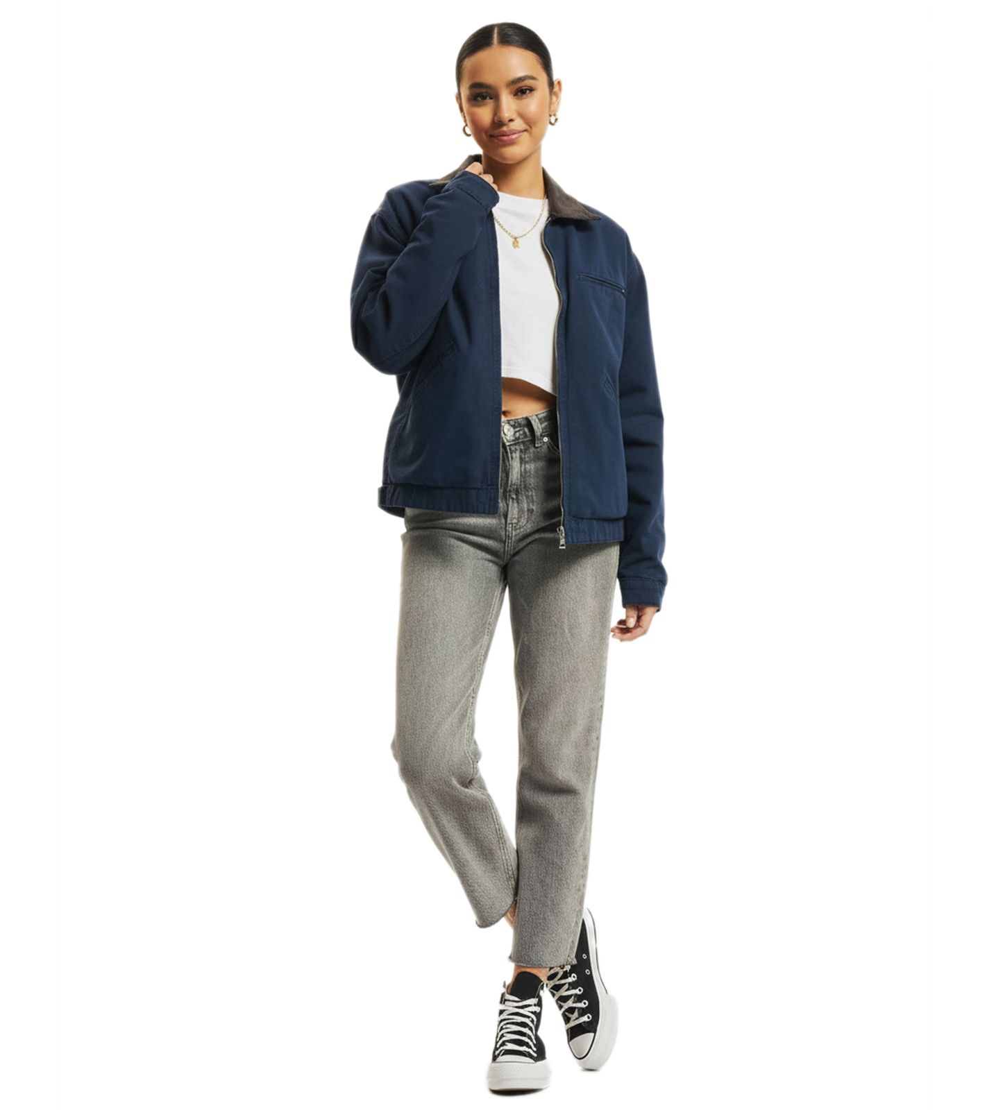 KEINE LIEBE Damen Canvas Jeansjacke Urban Streetwear Blau