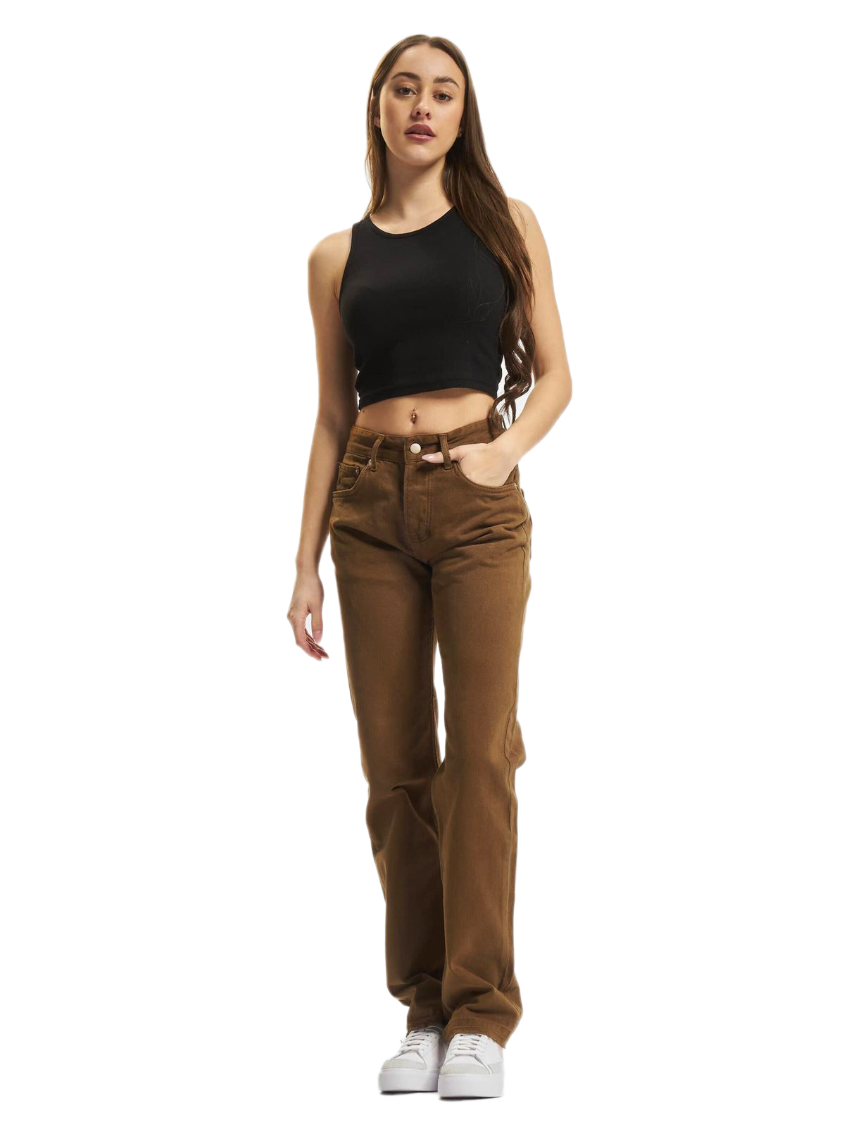 KEINE LIEBE Damen Loose-Fit Jeans Baumwoll-Hose Denim-Hose braun