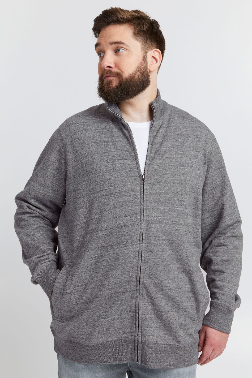 klassische BLEND BHLenner BT Herren Sweatjacke mit Stehkragen Jacke Große Größen 20714929ME-200277 Grau