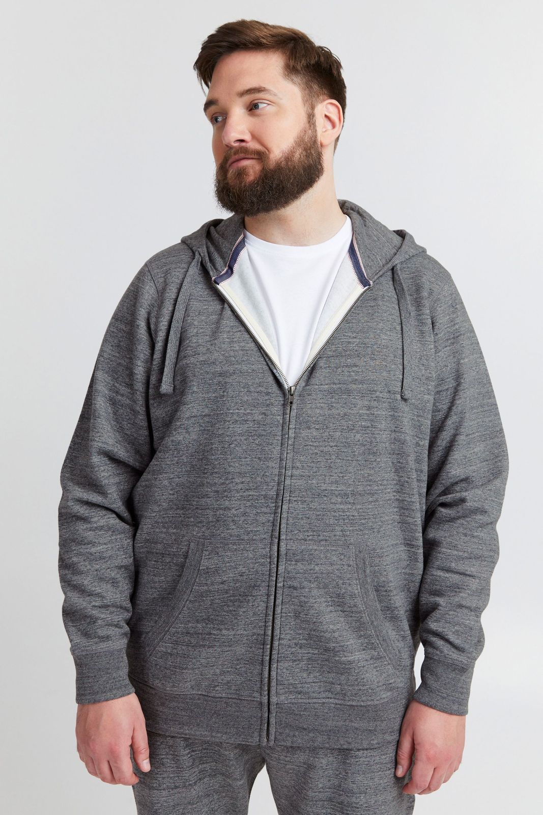 klassische BLEND BT Velno Herren Kapuzenjacke mit Reißverschluss Sweatjacke Große Größen 20714928ME-200277 Grau