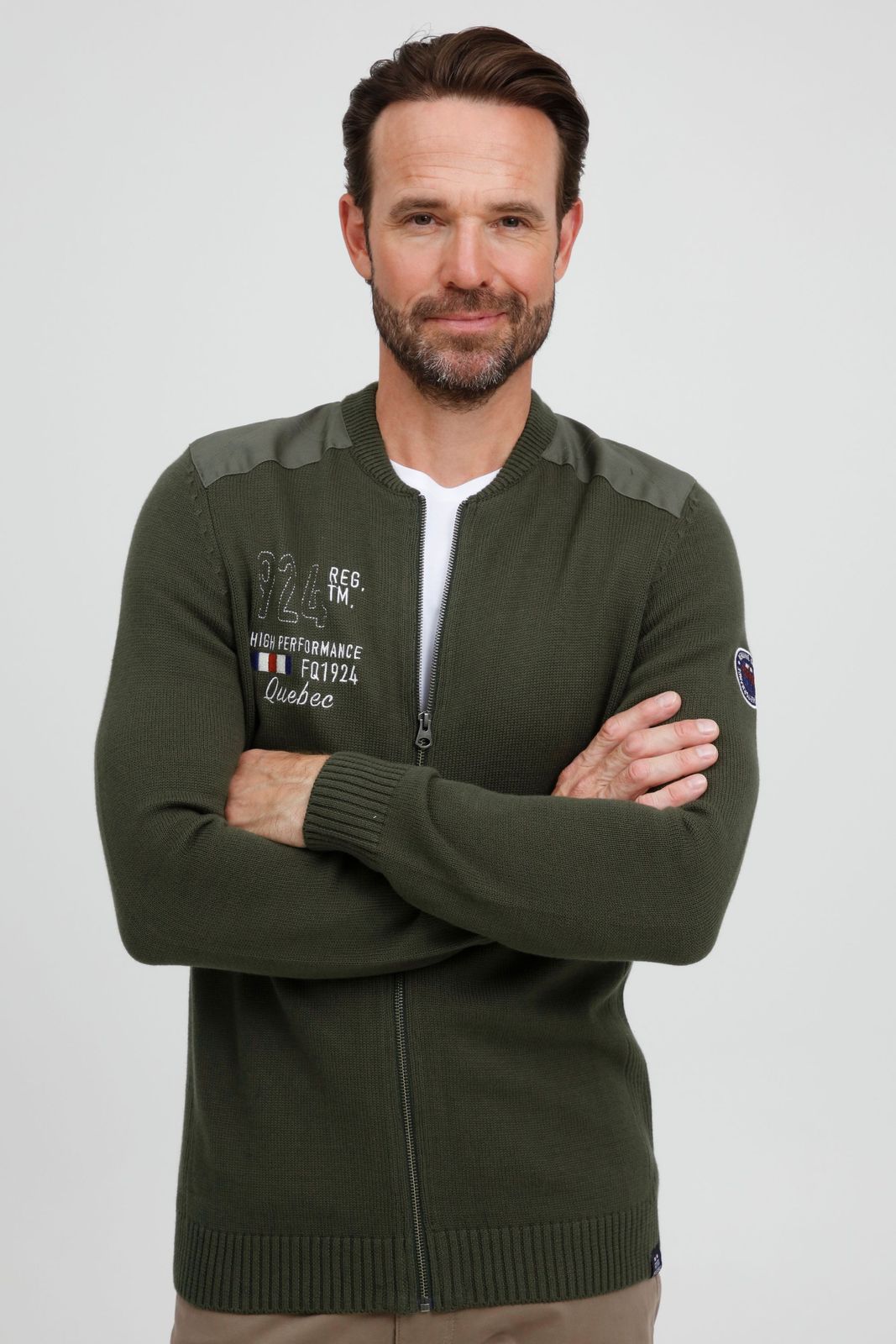 klassische FQ1924 FQErland Herren Zip-Jacke mit Stehkragen Jacke 21900122-ME-190413 Grün