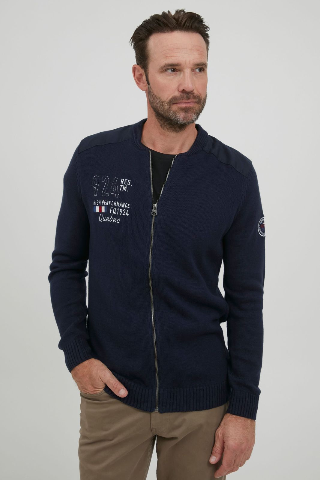 klassische FQ1924 FQErland Herren Zip-Jacke mit Stehkragen Jacke 21900122-ME-193923 Blau