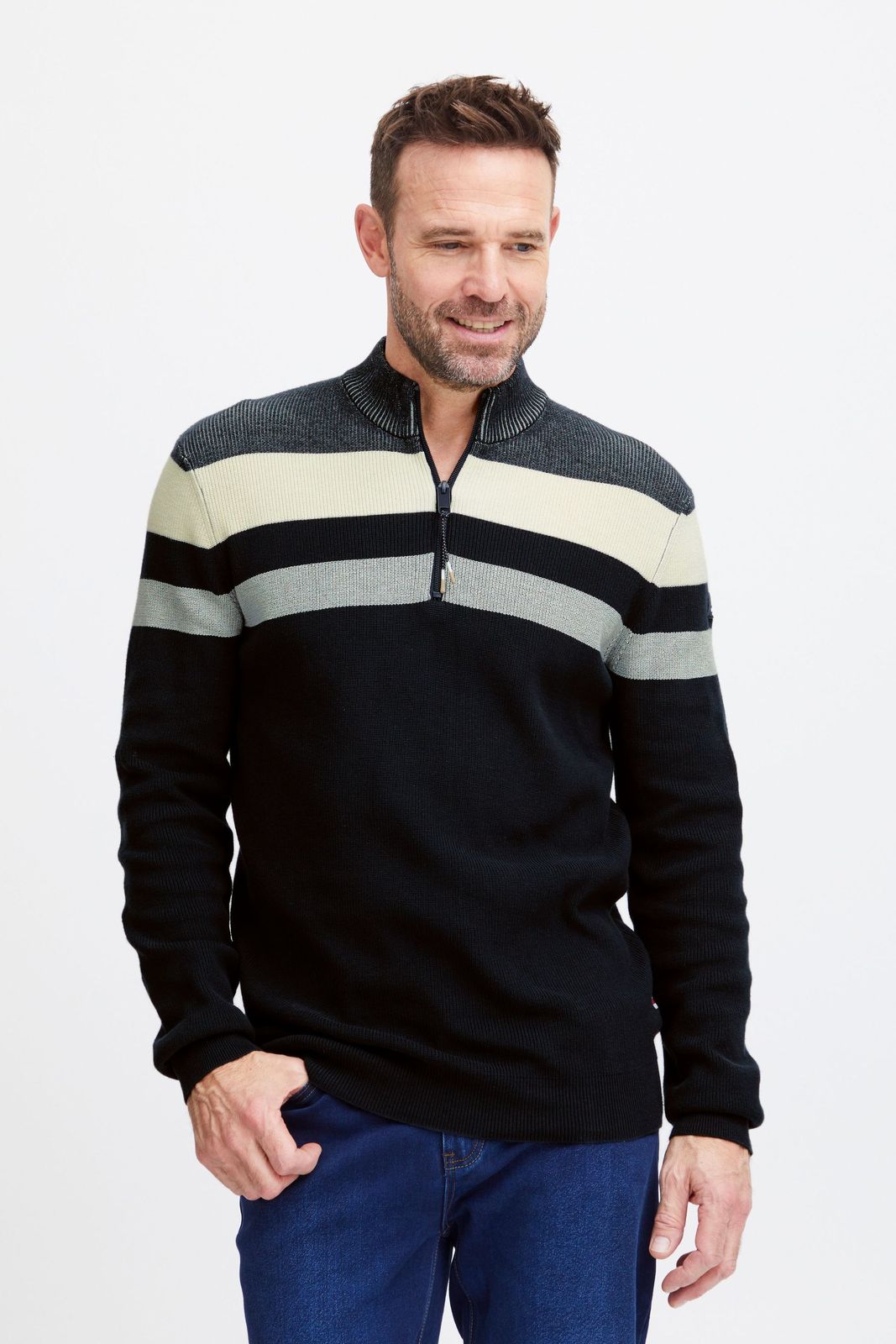 klassische FQ1924 FQKyle Herren Zip-Jacke mit Stehkragen Jacke 21900654-194011 Grau