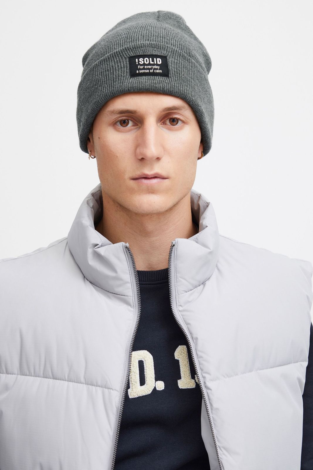 klassische SOLID SDIrwin Herren Beanie aus Synthetik Mütze 21301127-ME-1840051 Grau