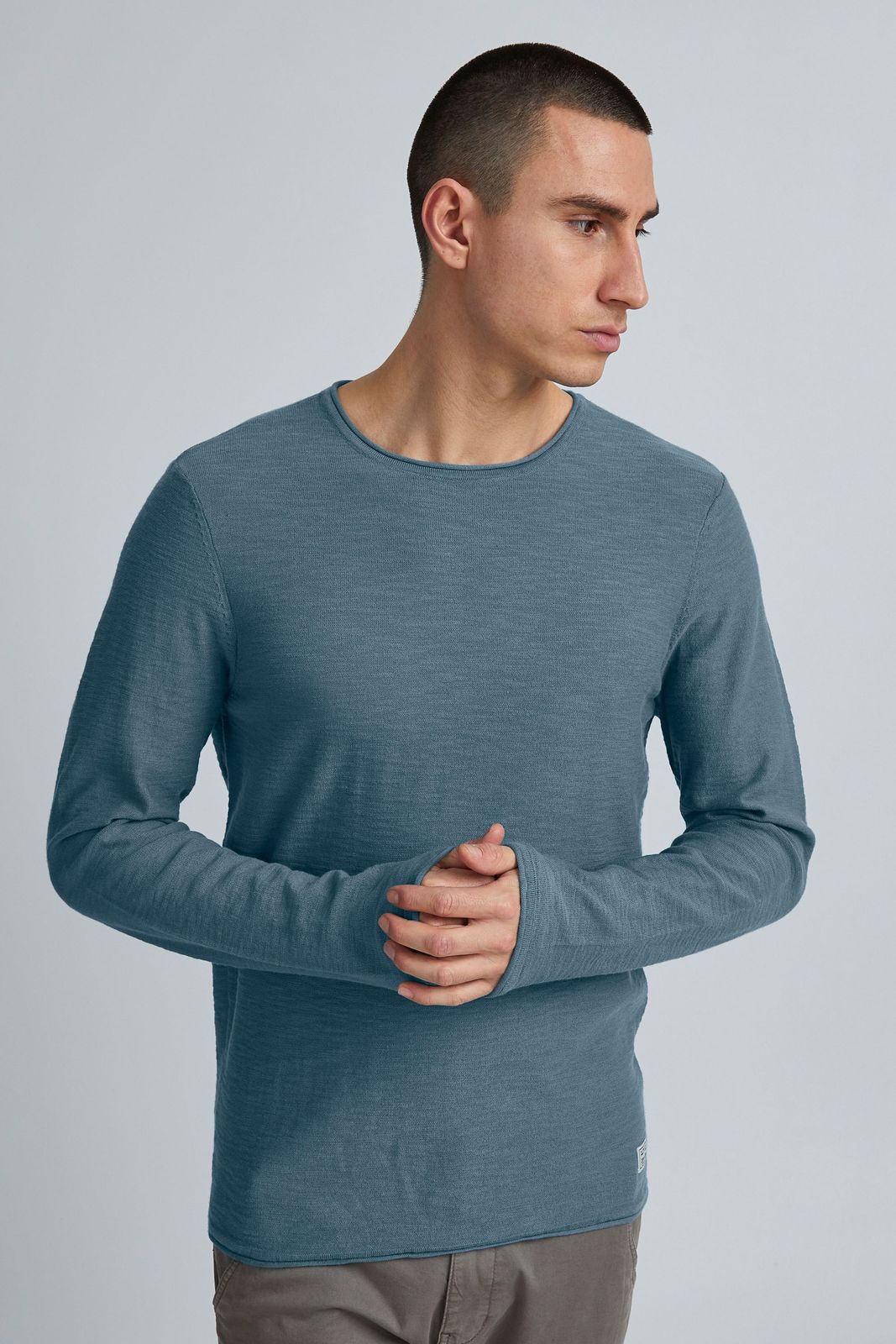 klassischer 11 PROJECT PRFriko Herren Feinstrickpullover mit Rundhals Strickpullover 20714436ME-184217 Blau