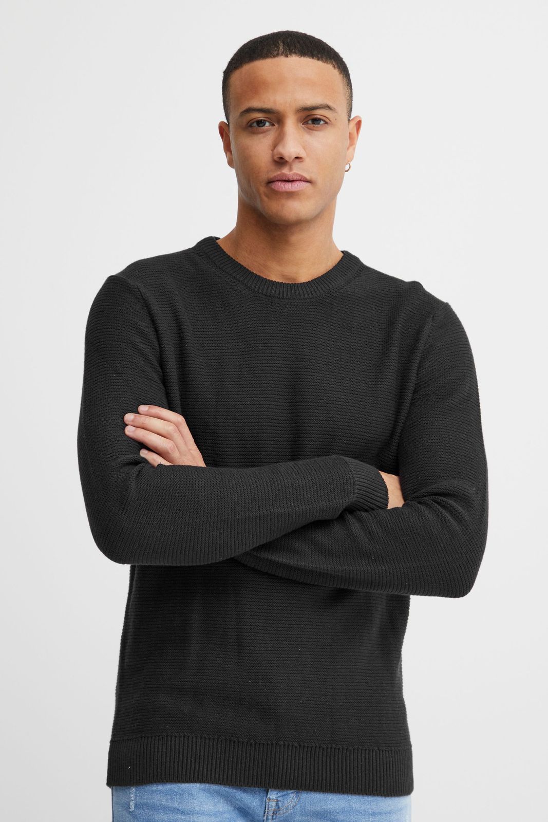 klassischer 11 PROJECT PRTill Fine Herren Feinstrickpullover mit Rundhals Strickpullover 21301004-ME-194008 Schwarz