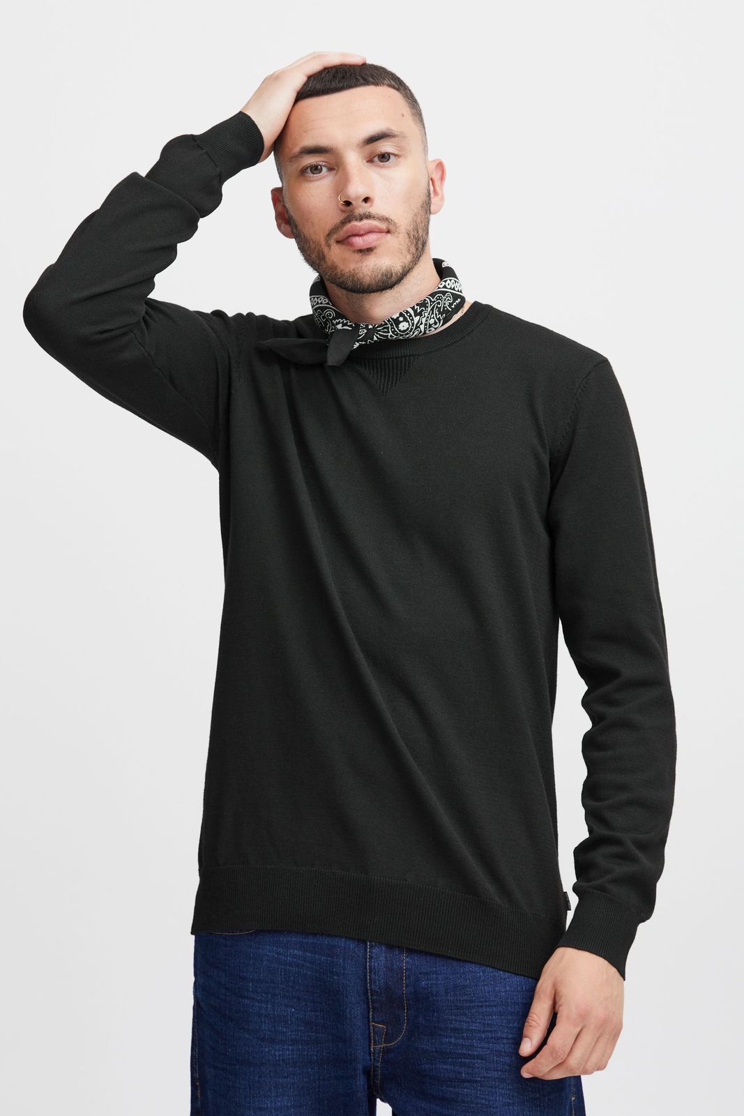 klassischer BLEND BHCerstan Herren Feinstrickpullover mit Rundhals Strickpullover 20716722ME-194007 Schwarz