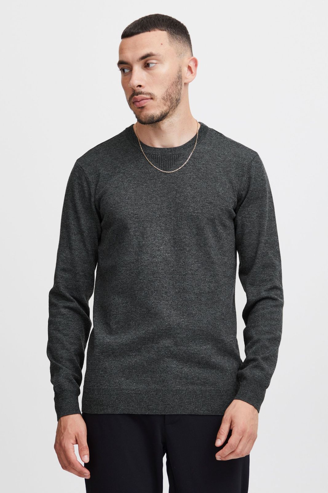 klassischer BLEND BHCerstan Herren Feinstrickpullover mit Rundhals Strickpullover 20716722ME-200278 Grau