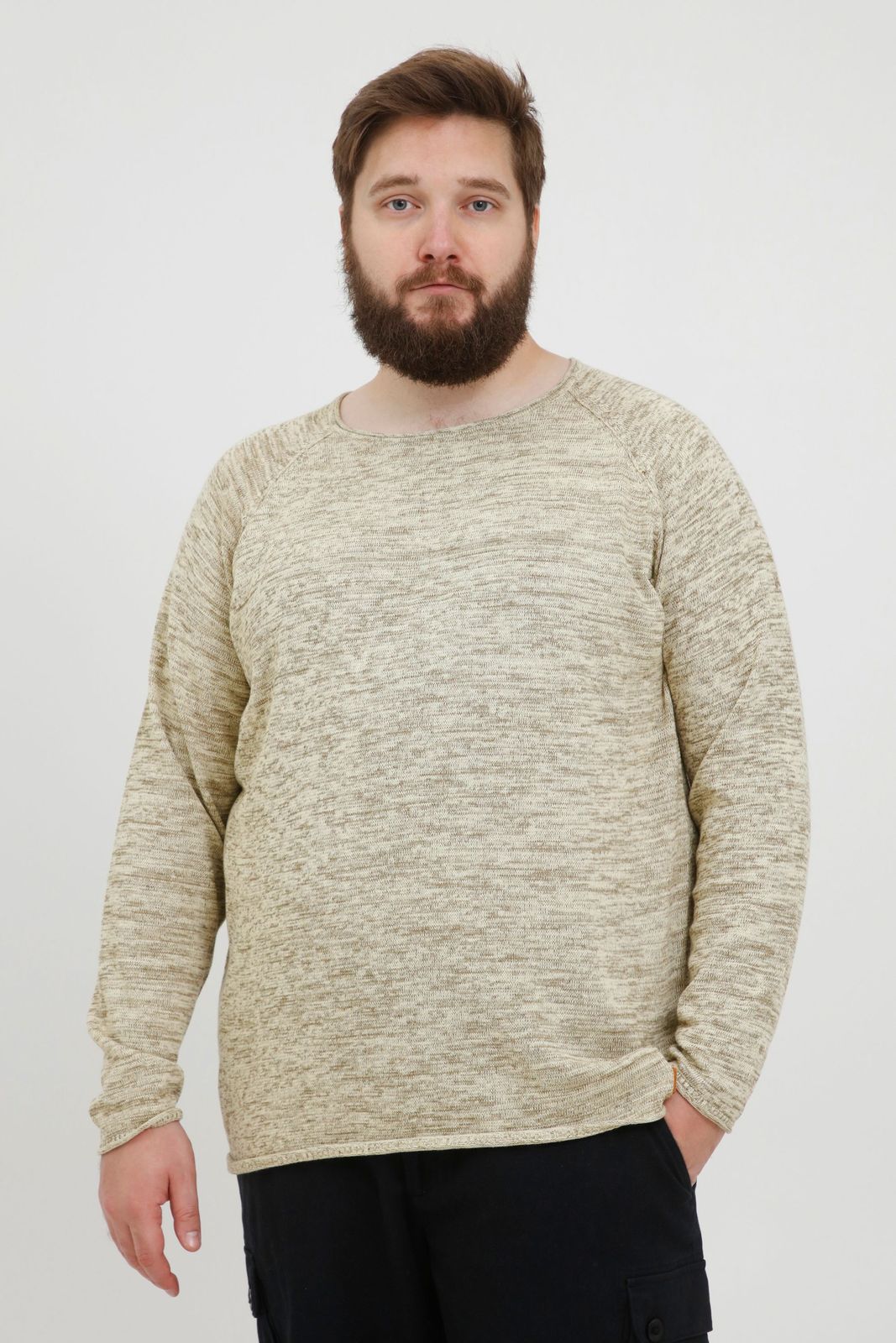 klassischer BLEND BHDan BT Herren Feinstrickpullover mit Rundhals Strickpullover Große Größen 20713439ME-120105 Beige